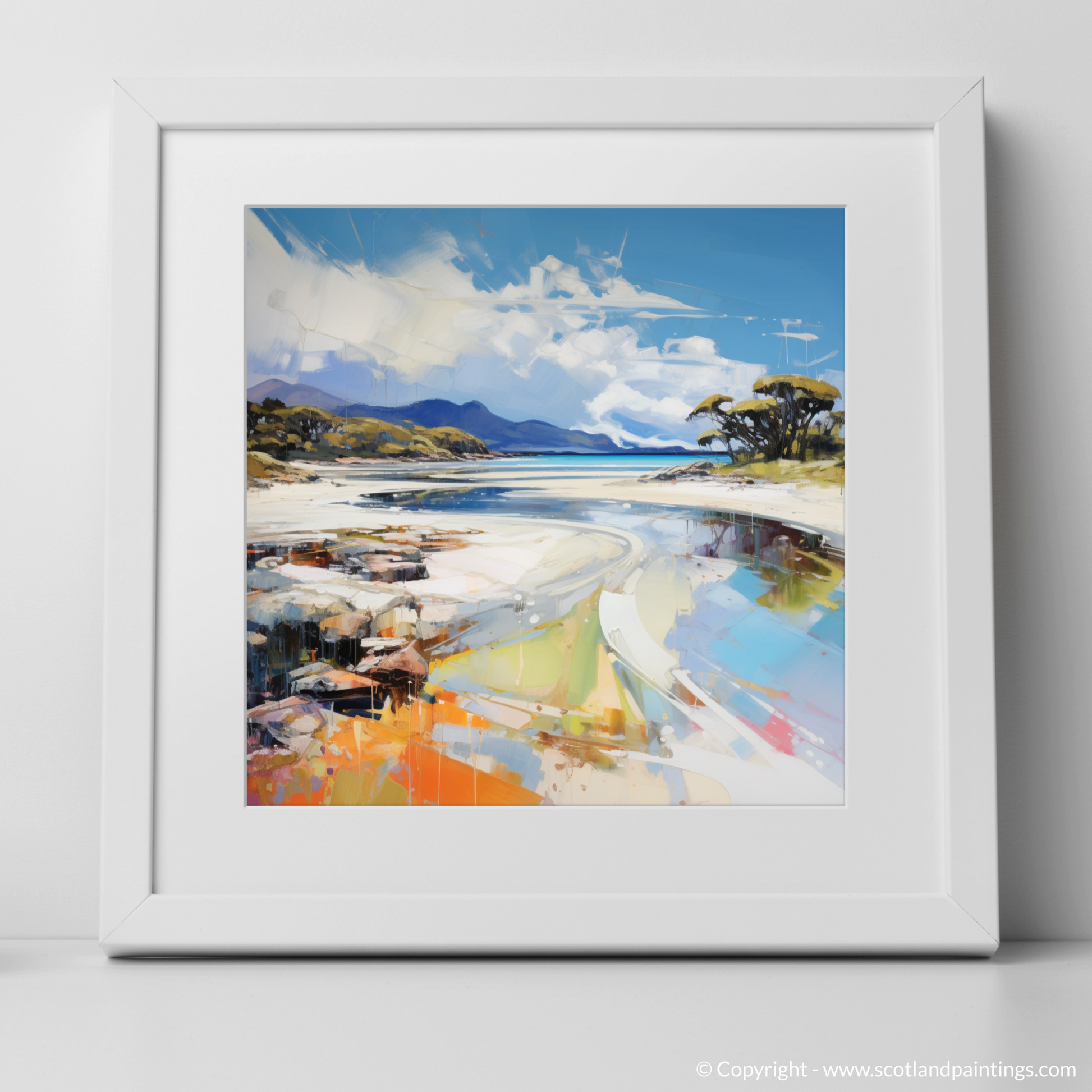 Art Print of Camusdarach Beach, Arisaig with a white frame