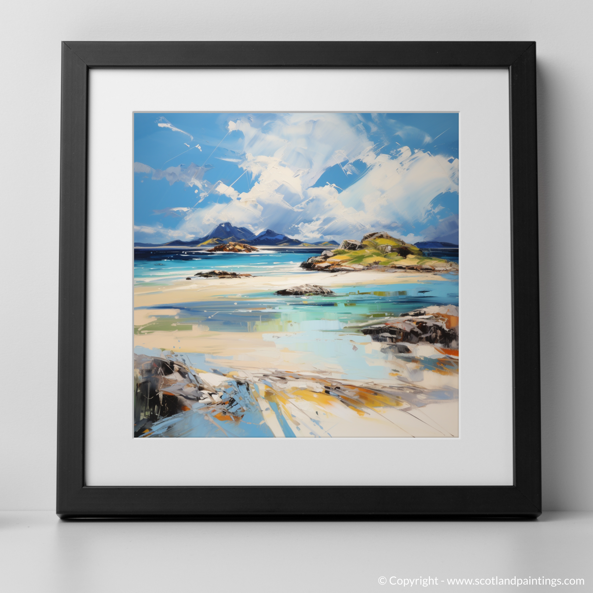Art Print of Camusdarach Beach, Arisaig with a black frame