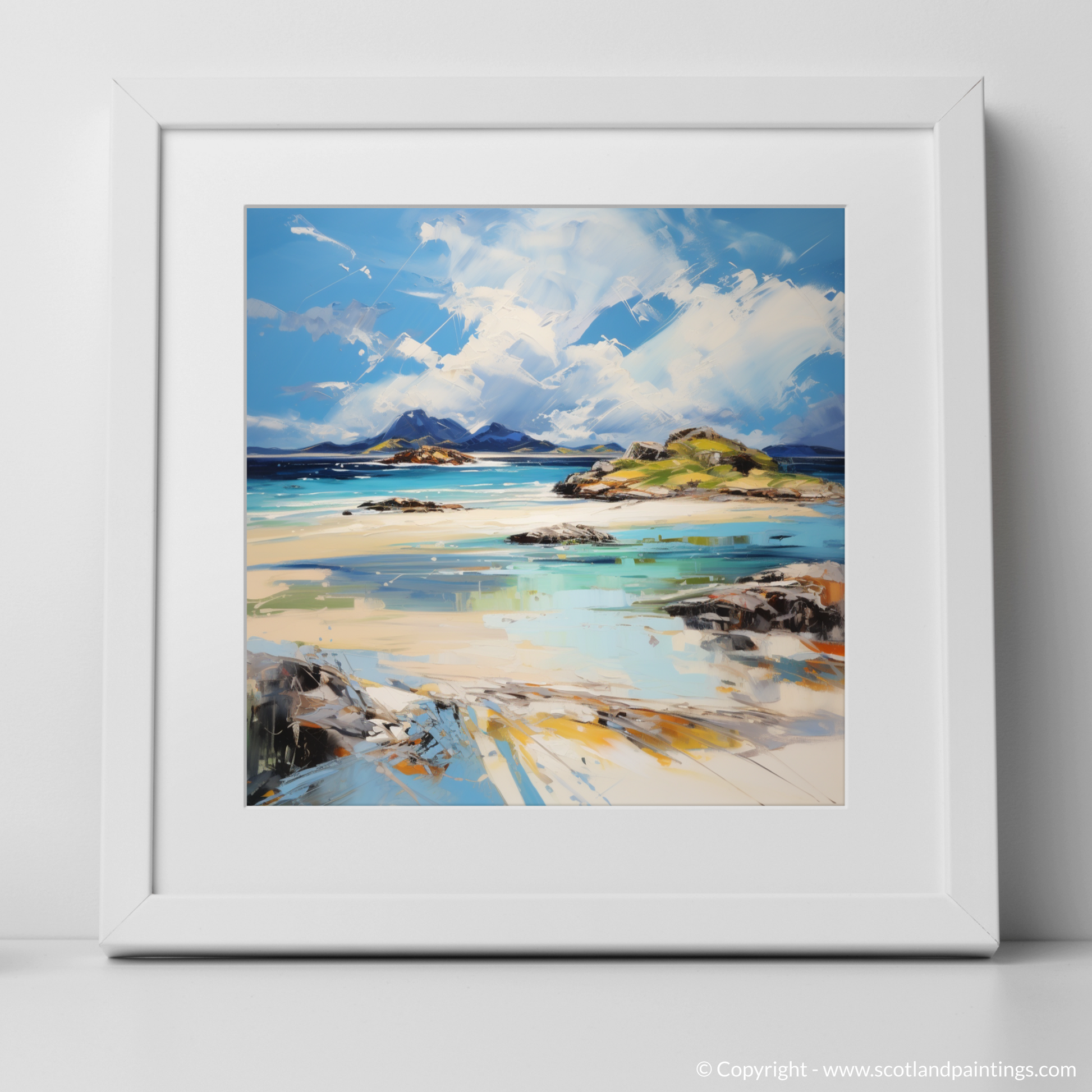 Art Print of Camusdarach Beach, Arisaig with a white frame