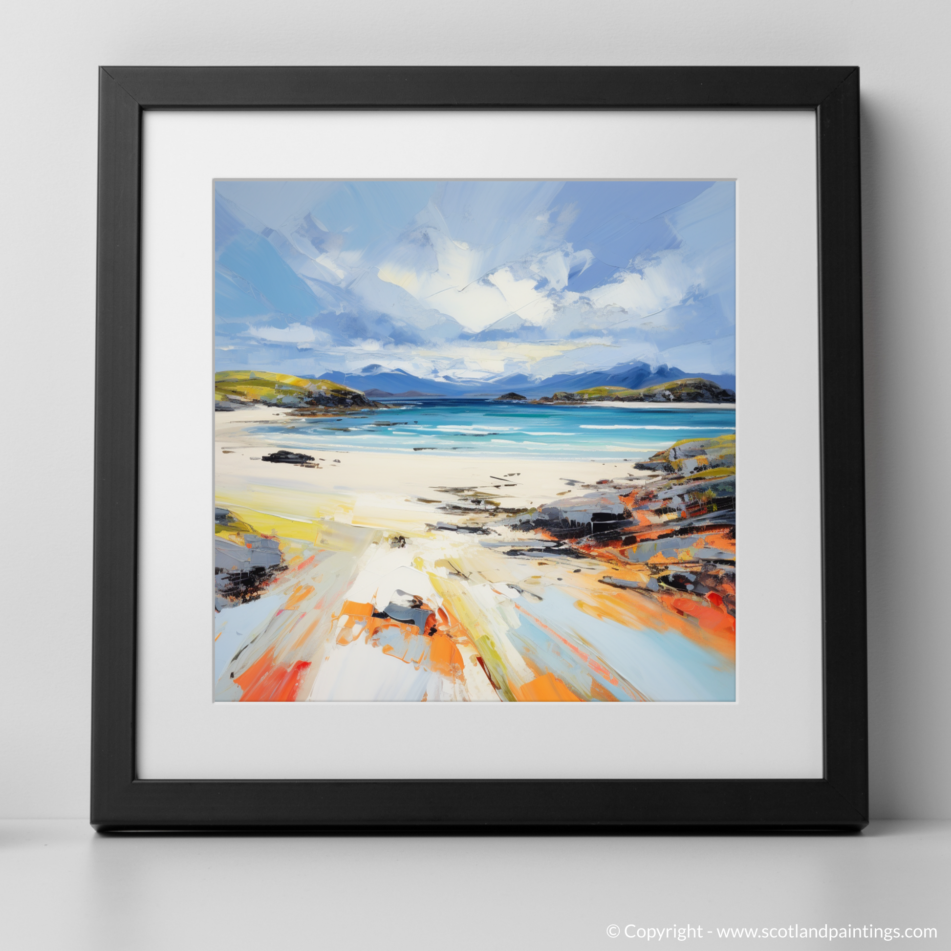 Art Print of Camusdarach Beach, Arisaig with a black frame