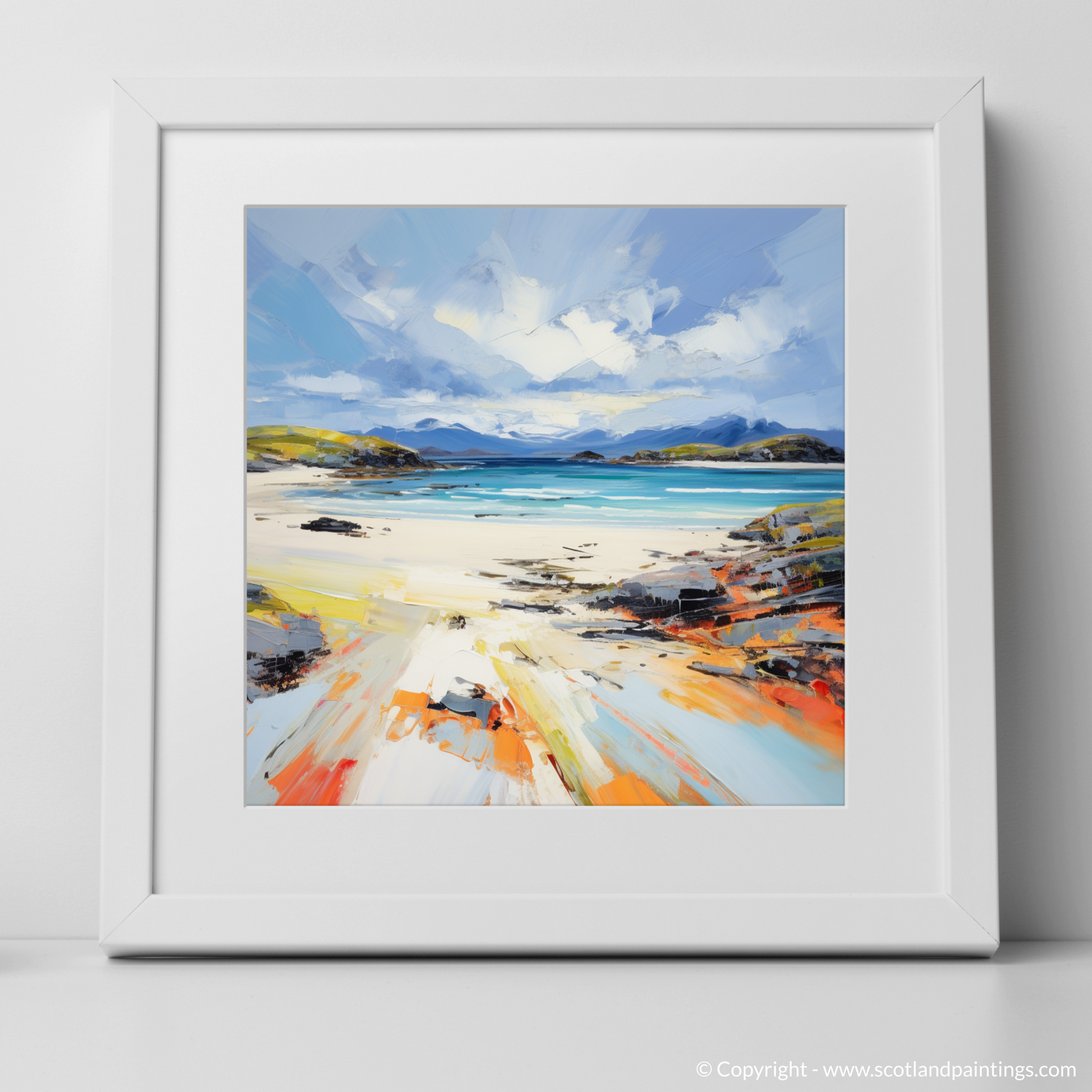 Art Print of Camusdarach Beach, Arisaig with a white frame