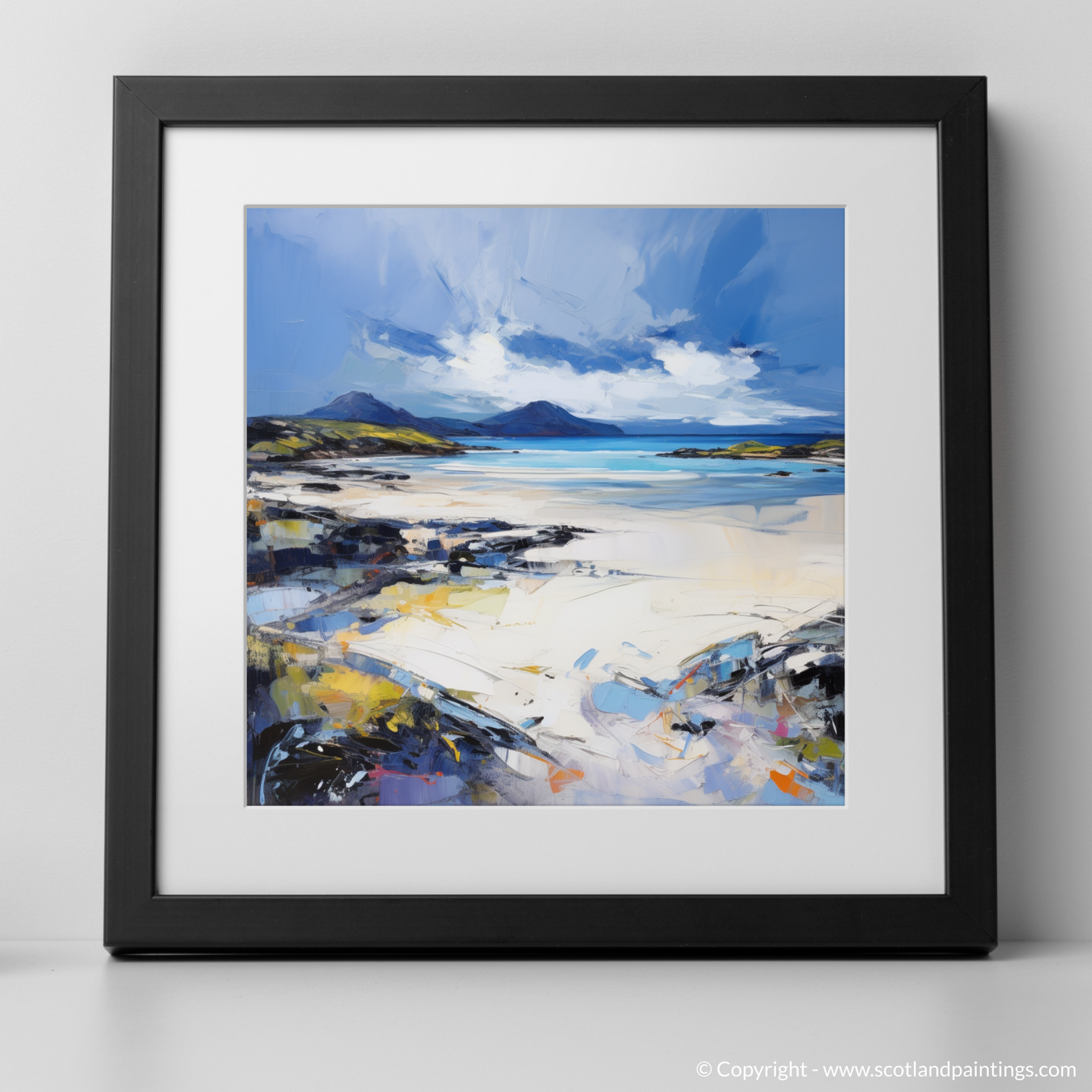 Art Print of Camusdarach Beach, Arisaig with a black frame
