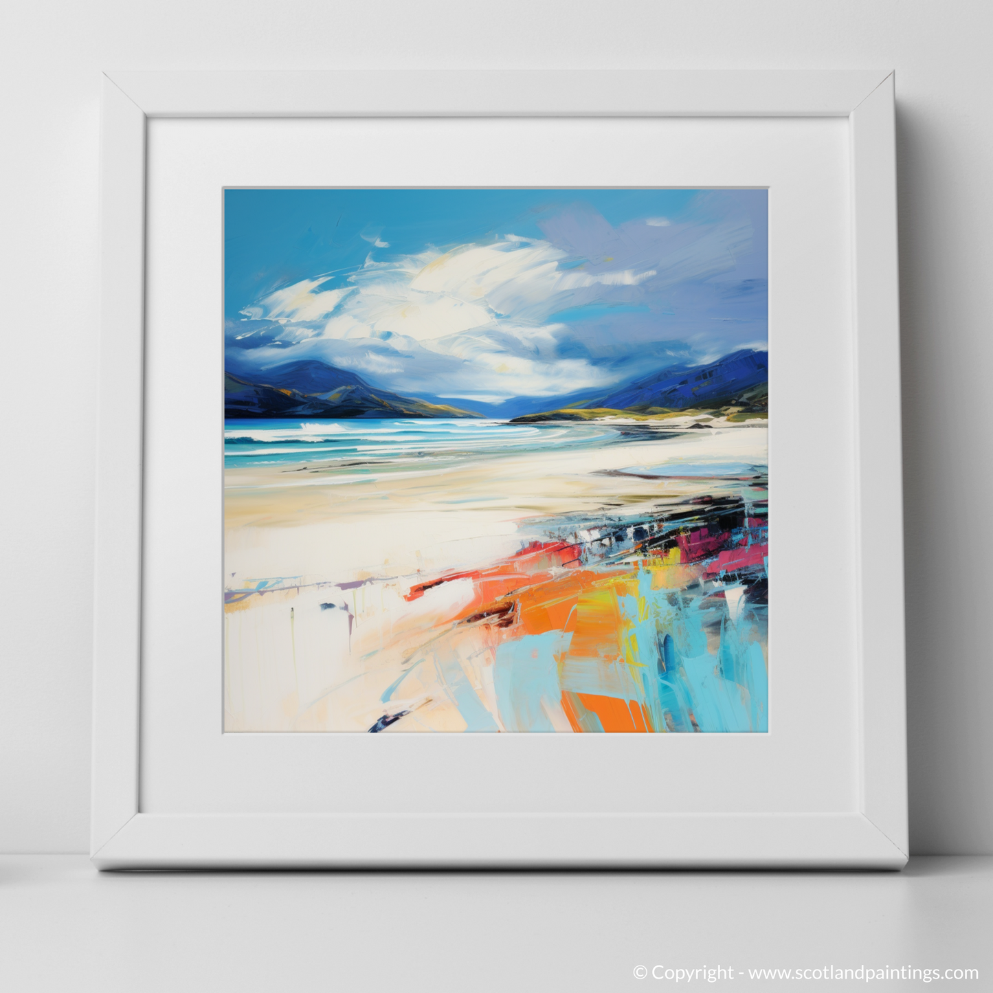 Art Print of Luskentyre Beach, Isle of Harris with a white frame
