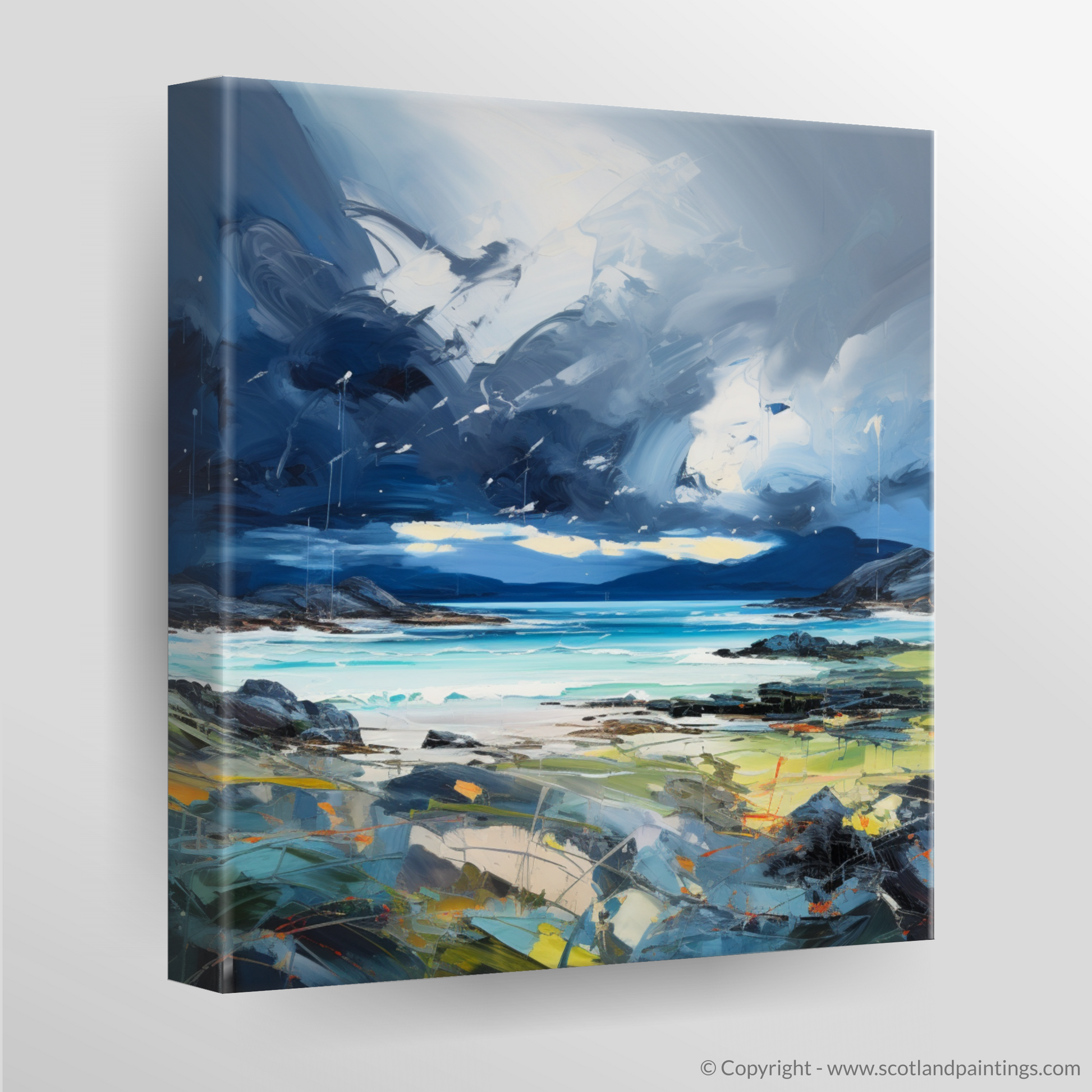 Canvas Print of Ardalanish Bay with a stormy sky