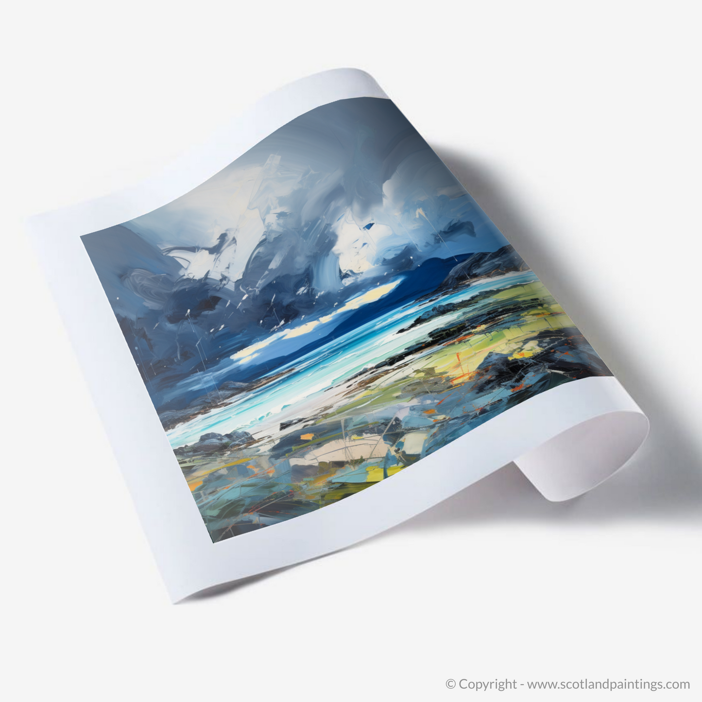 Art Print of Ardalanish Bay with a stormy sky