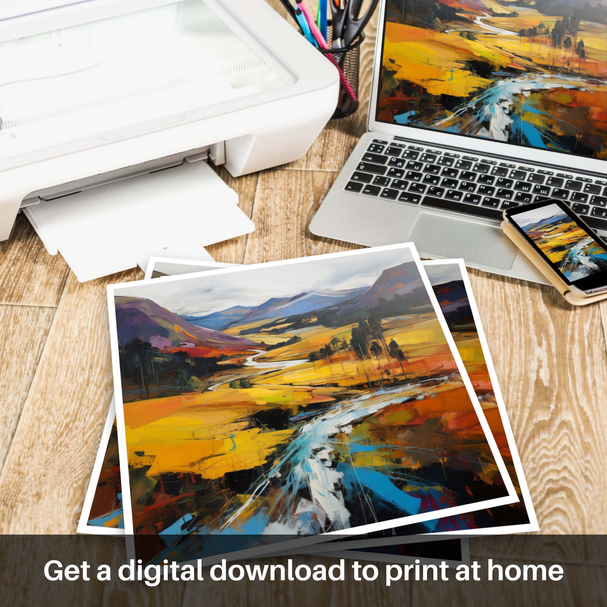 Downloadable and printable picture of Glen Feshie, Highlands