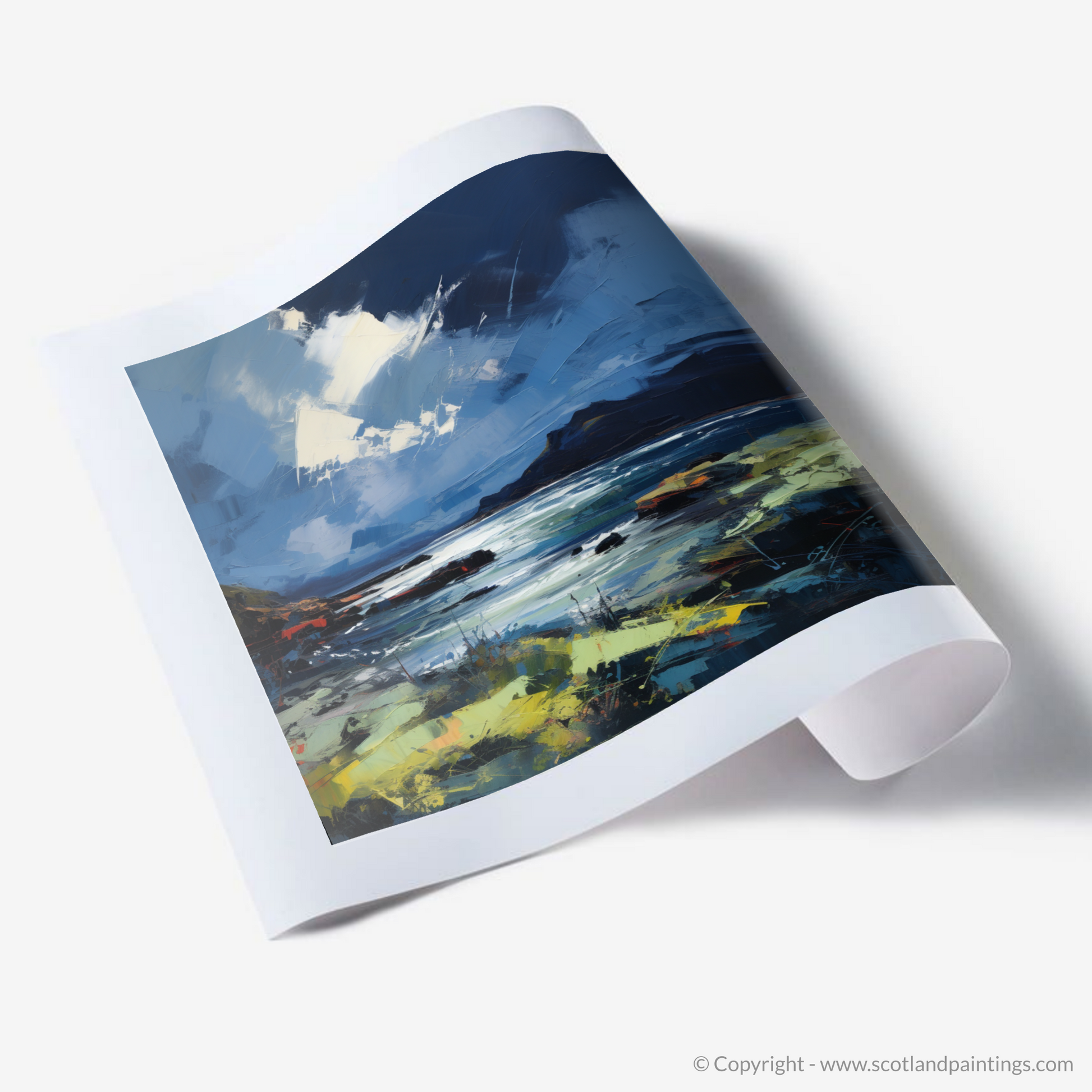 Art Print of Ardtun Bay with a stormy sky