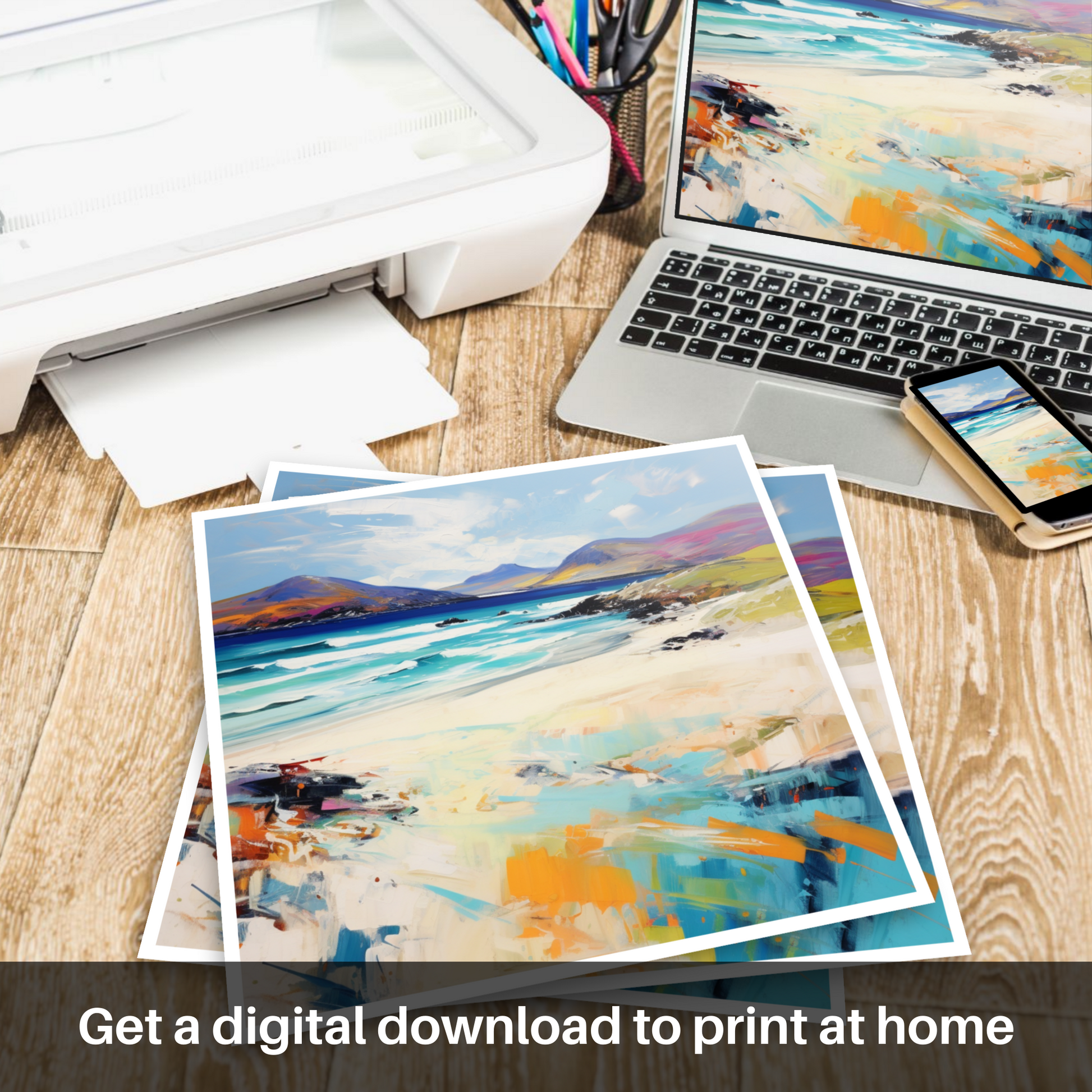 Downloadable and printable picture of Luskentyre Sands, Isle of Lewis