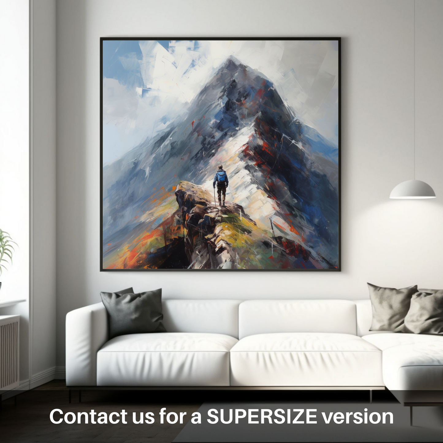 Huge supersize print of Climber ascending misty peak in Glencoe