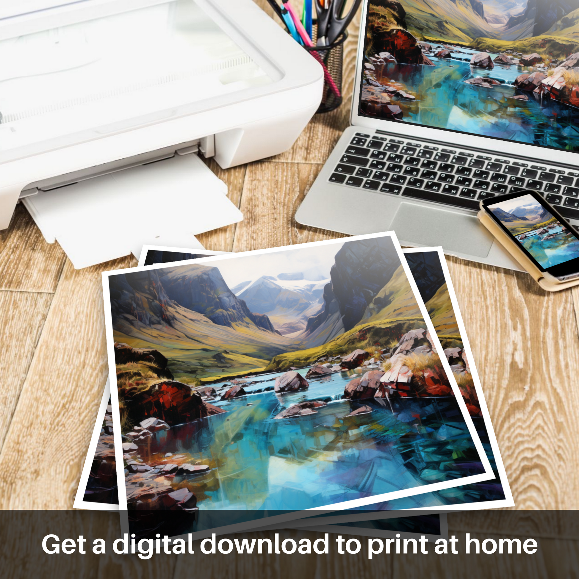 Downloadable and printable picture of The Fairy Pools, Isle of Skye
