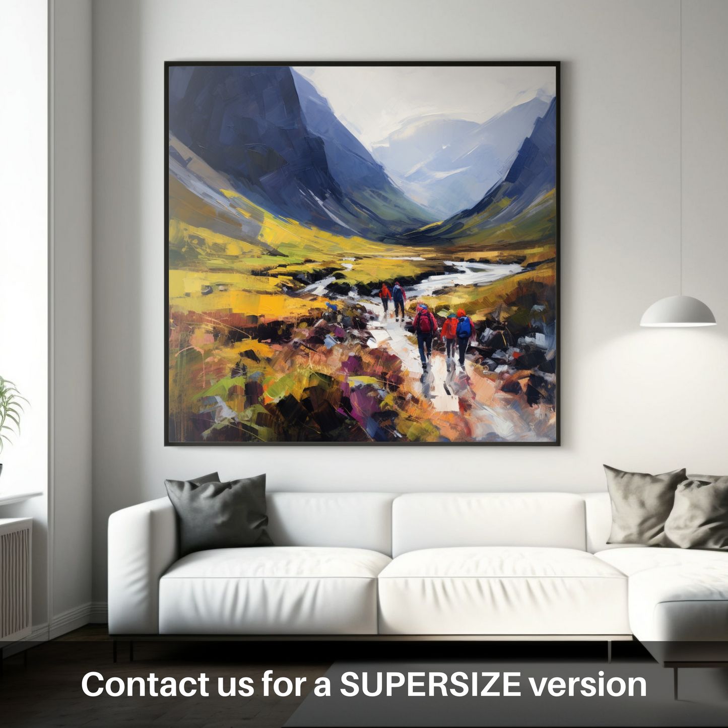 Huge supersize print of Group of hikers at trail start in Glencoe