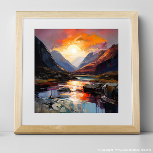 Art Print of Sunset glow in Glencoe with a natural frame
