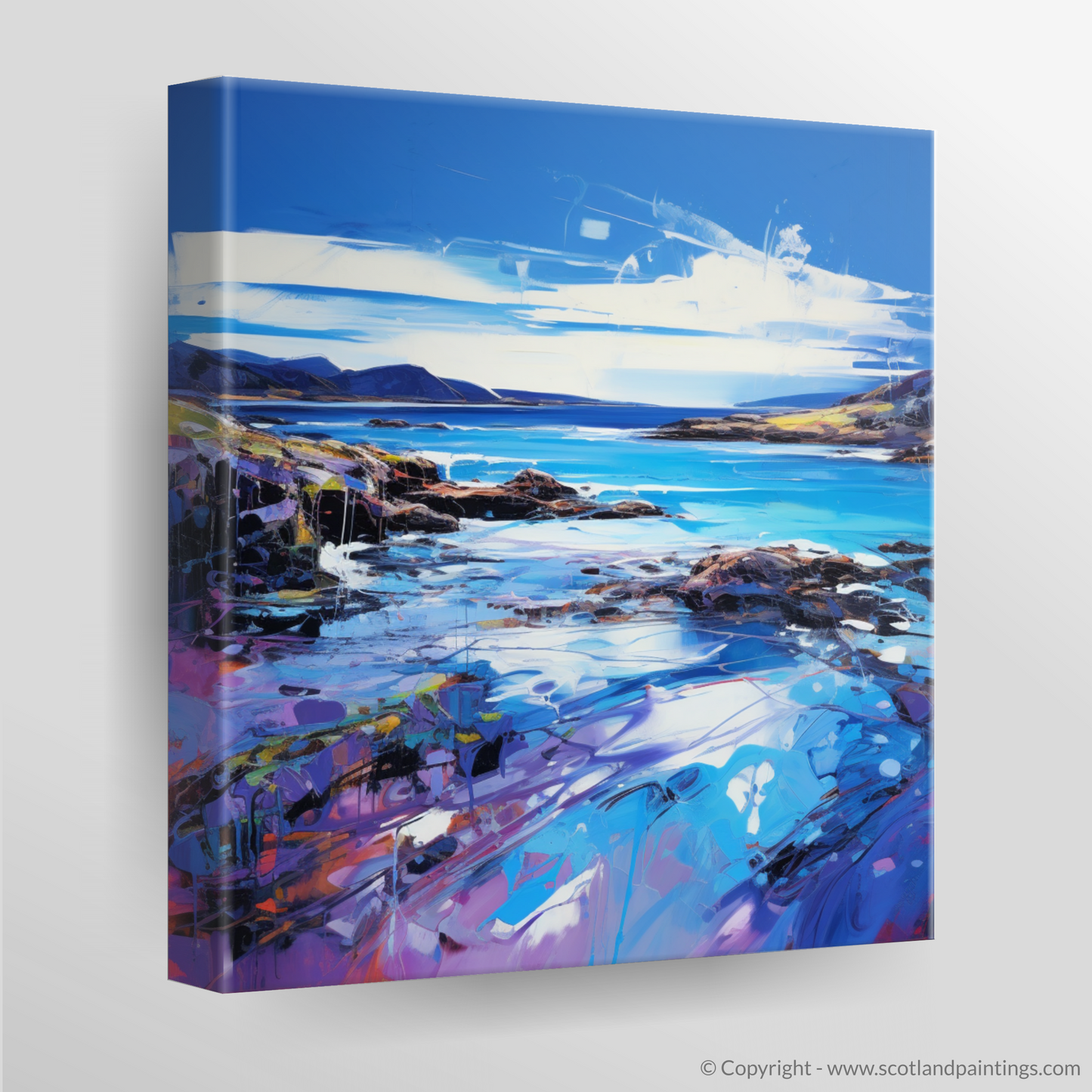 Painting and Art Print of Sound of Iona, Isle of Iona. Sound of Iona: An Expressionist Ode to Scottish Coastal Beauty.