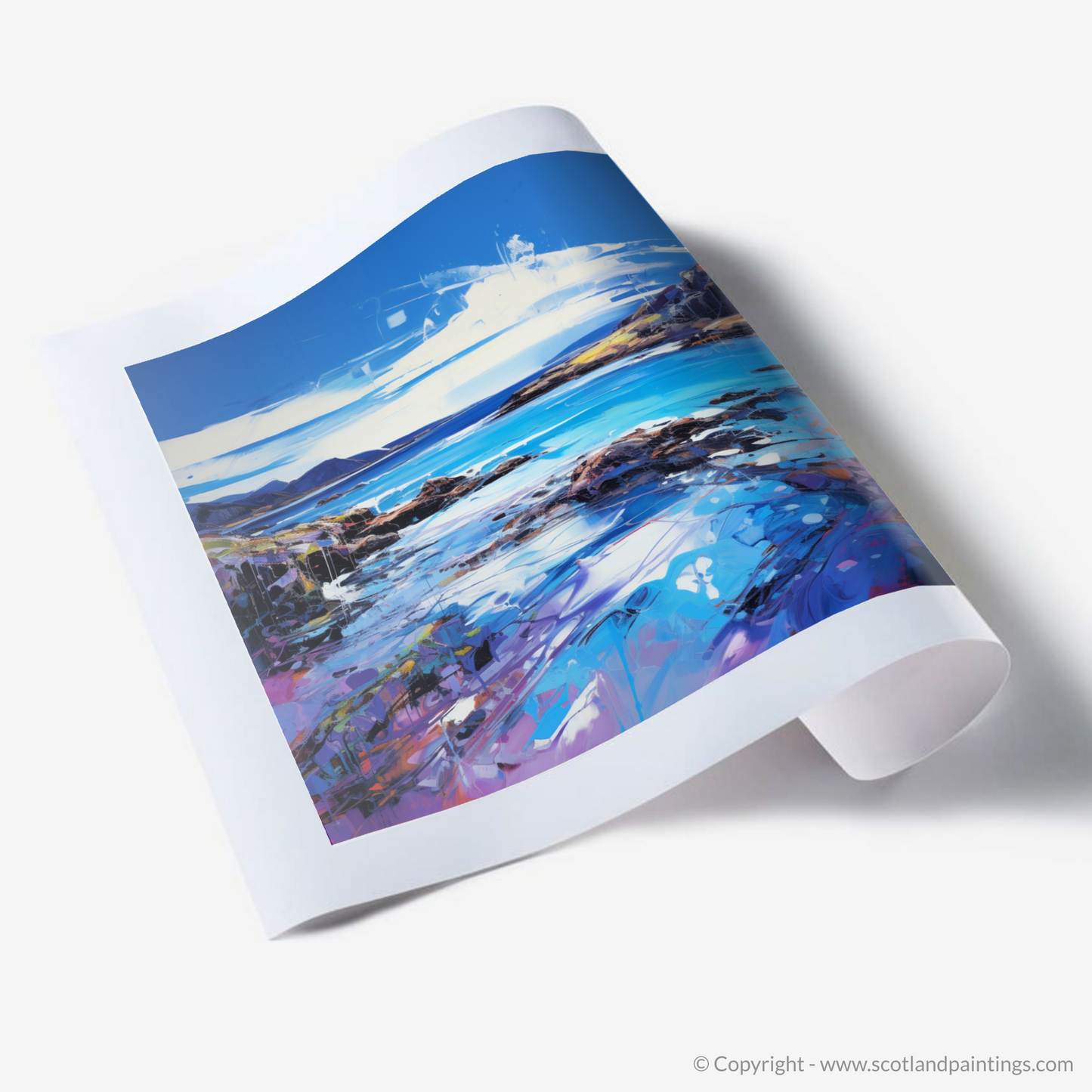 Painting and Art Print of Sound of Iona, Isle of Iona. Sound of Iona: An Expressionist Ode to Scottish Coastal Beauty.