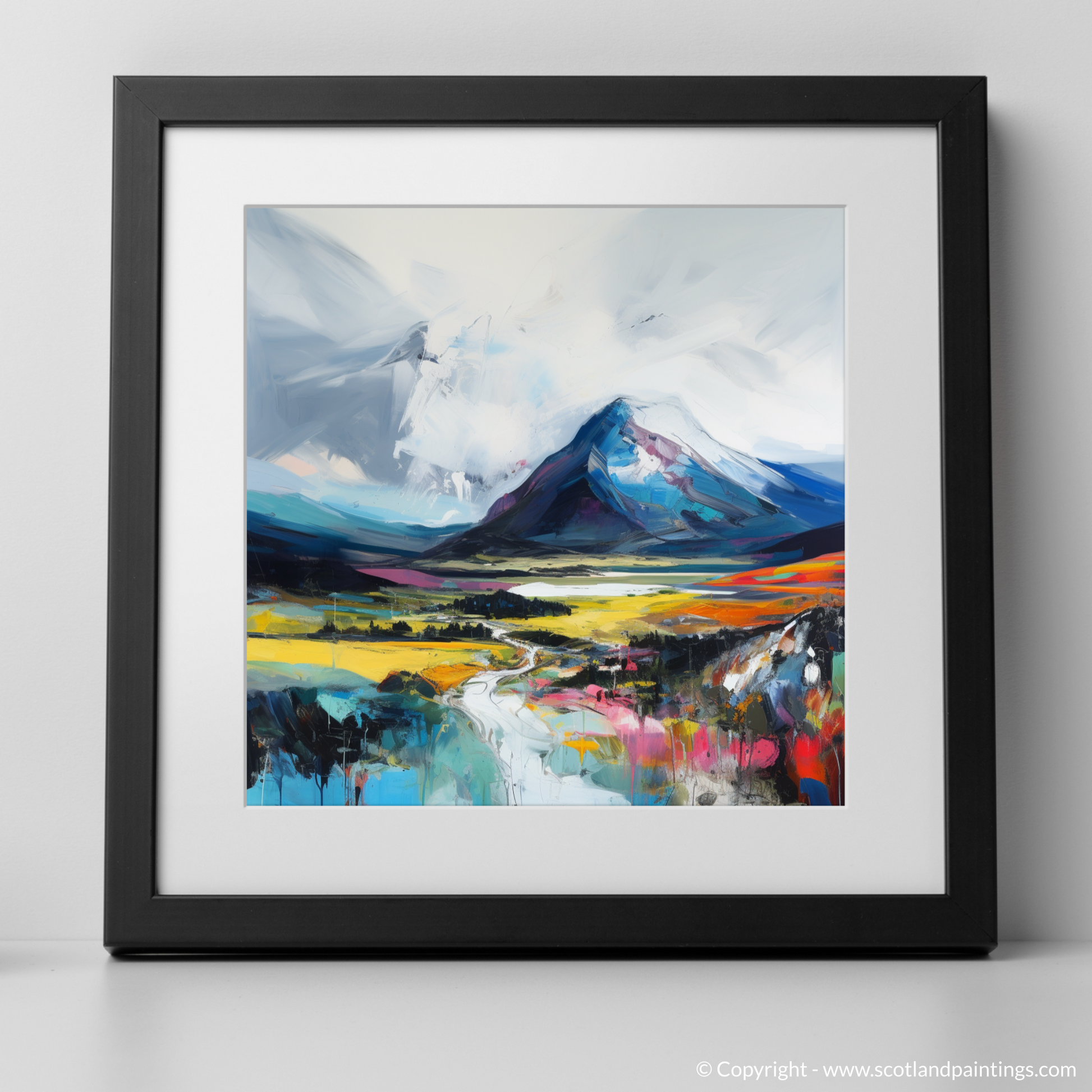 Art Print of Geal-chàrn (Drumochter) with a black frame