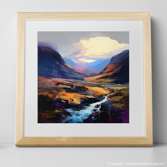 Art Print of Soft twilight on slopes in Glencoe with a natural frame