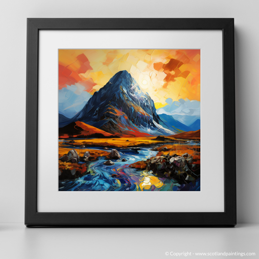 Art Print of Buachaille sunrise in Glencoe with a black frame