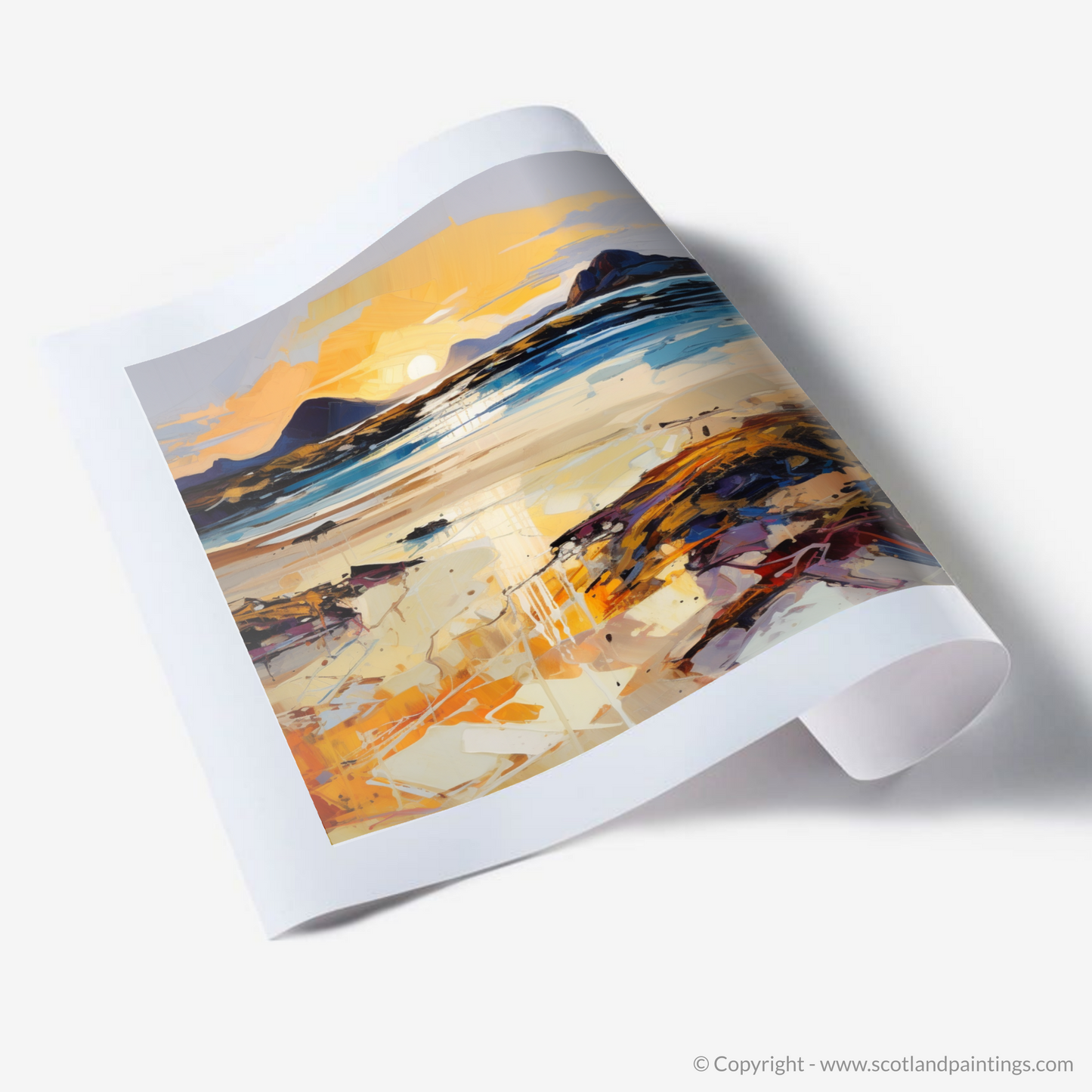 Art Print of Mellon Udrigle Beach at golden hour