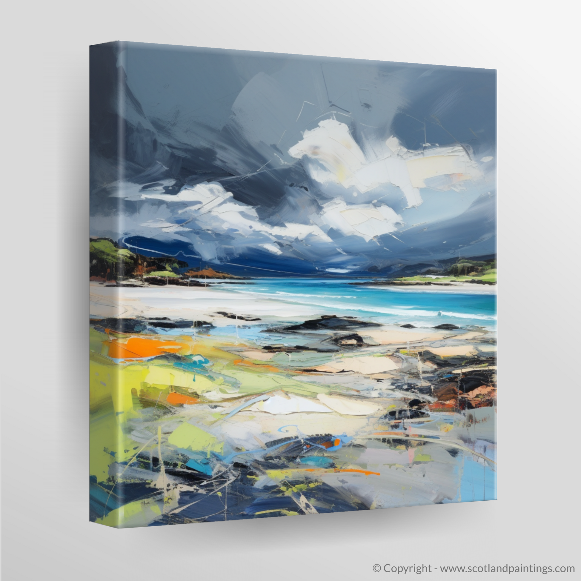 Canvas Print of Arisaig Beach with a stormy sky