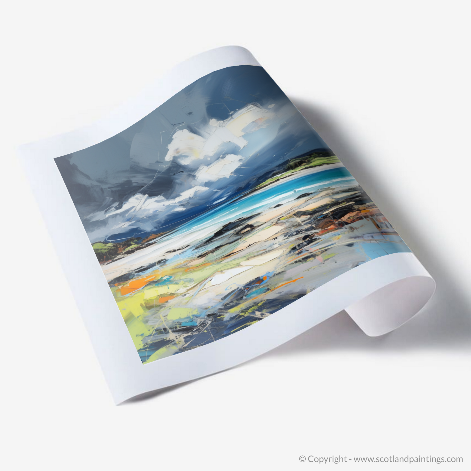 Art Print of Arisaig Beach with a stormy sky