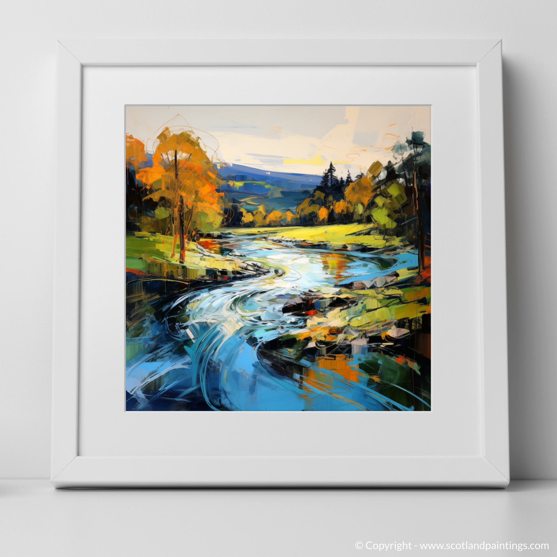 Art Print of River Lyon, Perthshire with a white frame