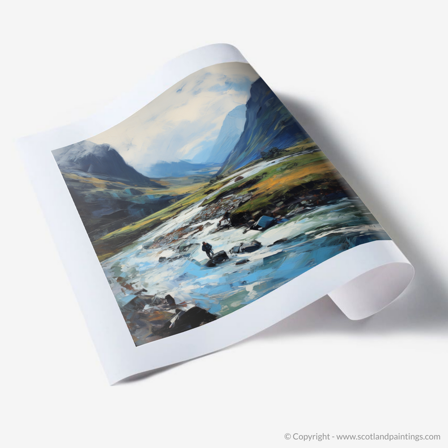 Art Print of Walker crossing River Coe in Glencoe