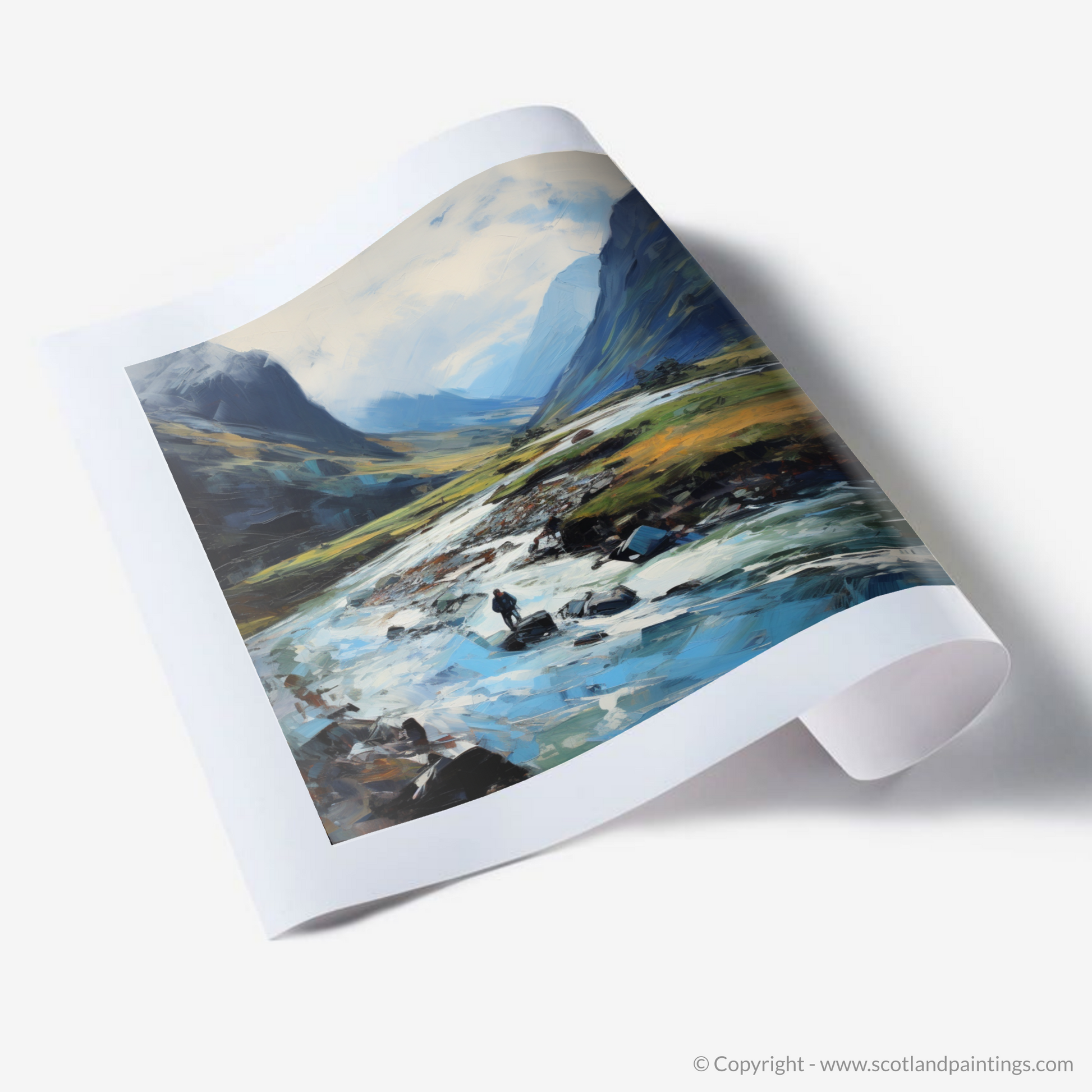 Art Print of Walker crossing River Coe in Glencoe