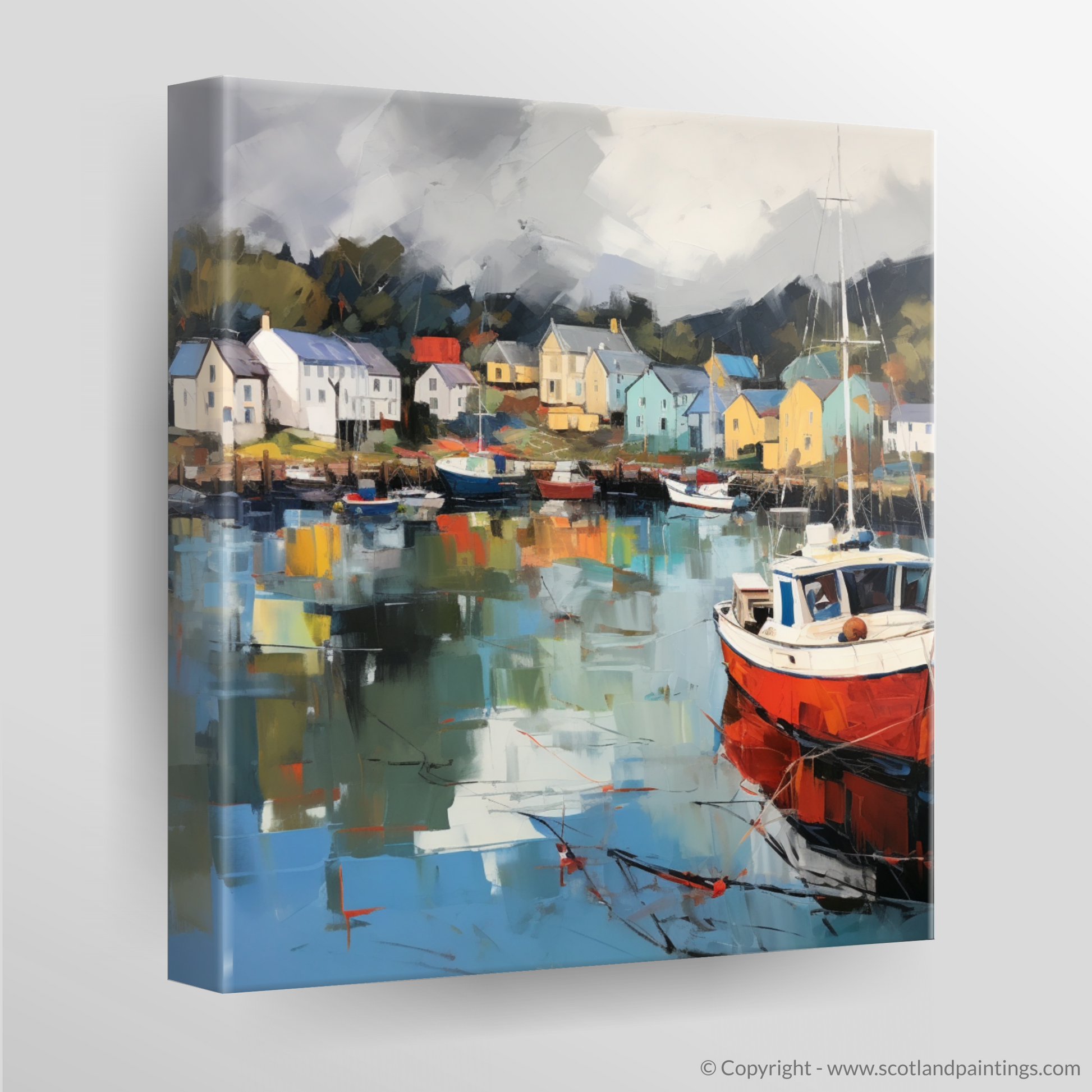 Canvas Print of Tarbert Marina with a stormy sky