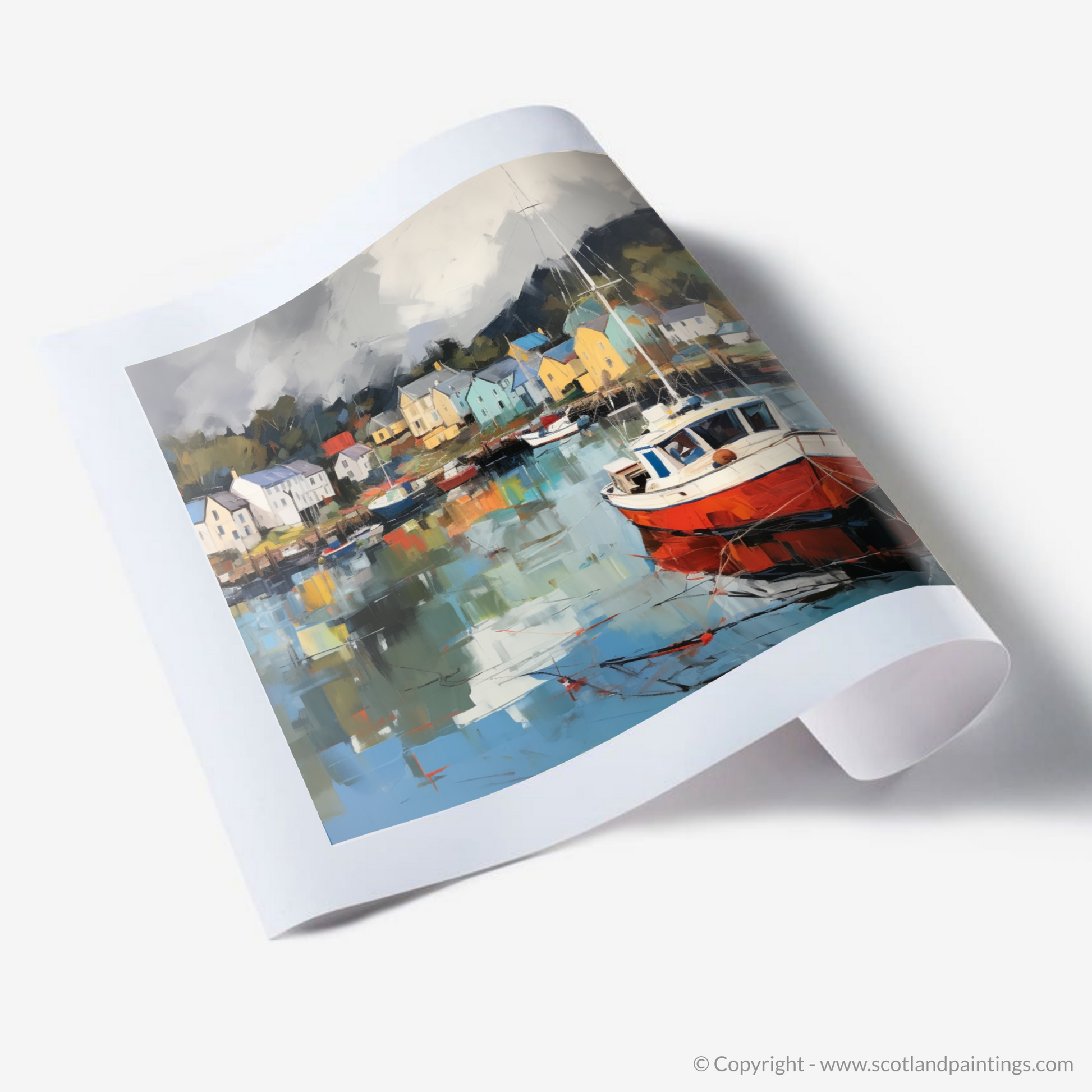 Art Print of Tarbert Marina with a stormy sky