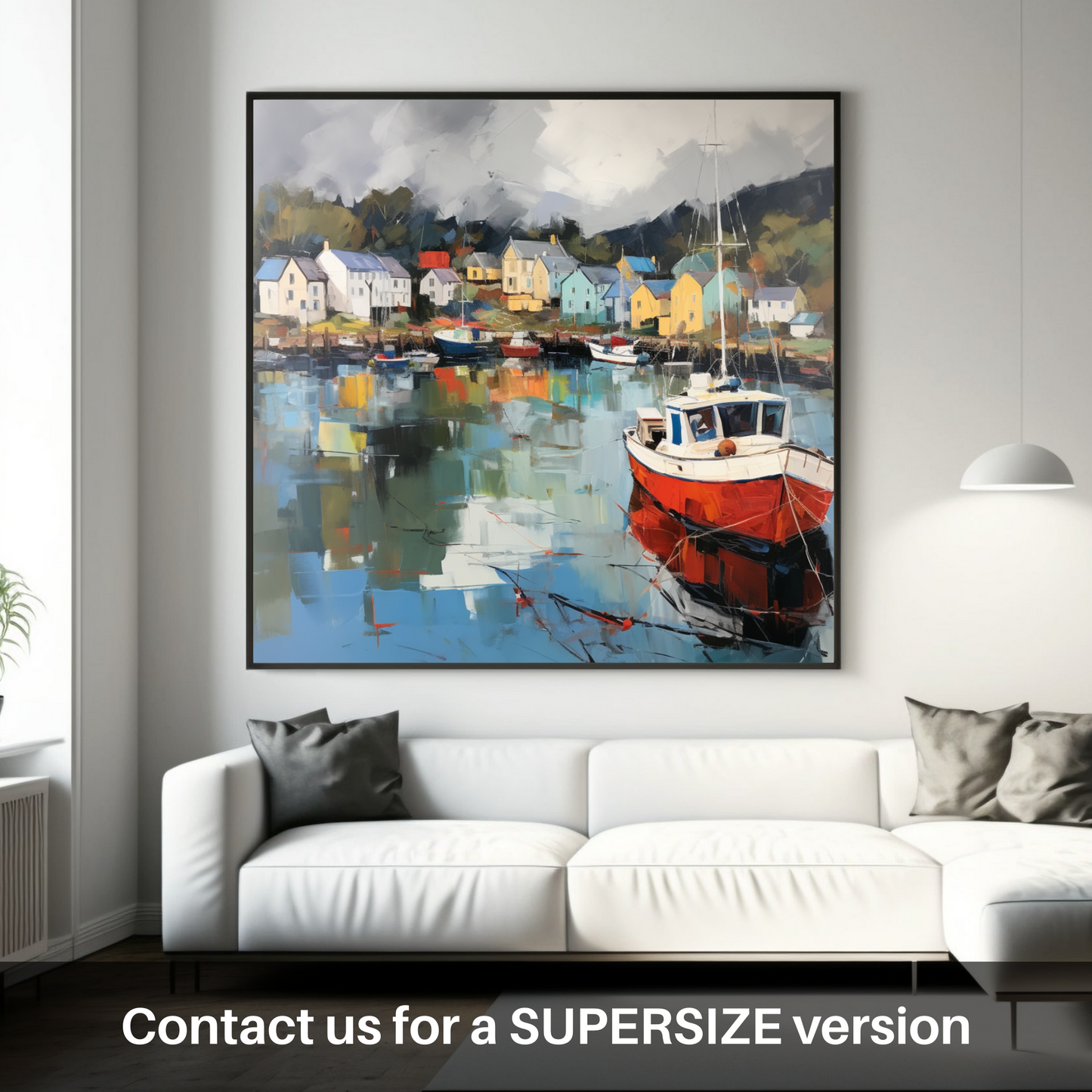 Huge supersize print of Tarbert Marina with a stormy sky