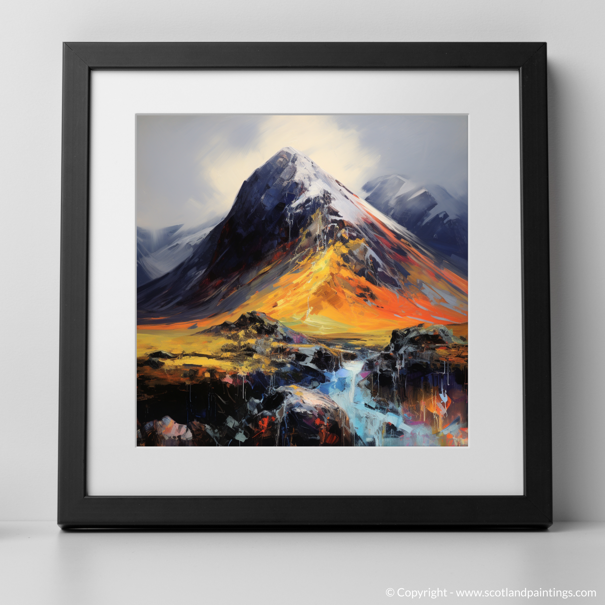 Art Print of Stob Coire Raineach (Buachaille Etive Beag) with a black frame