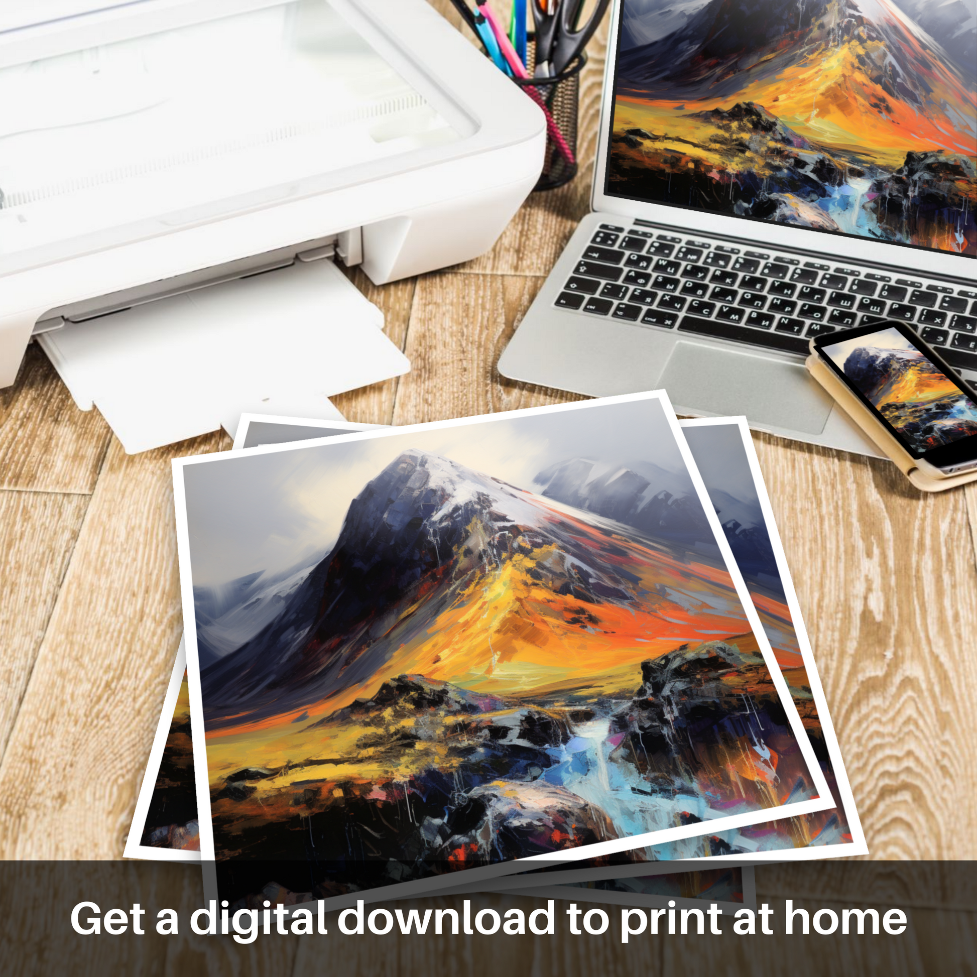 Downloadable and printable picture of Stob Coire Raineach (Buachaille Etive Beag)