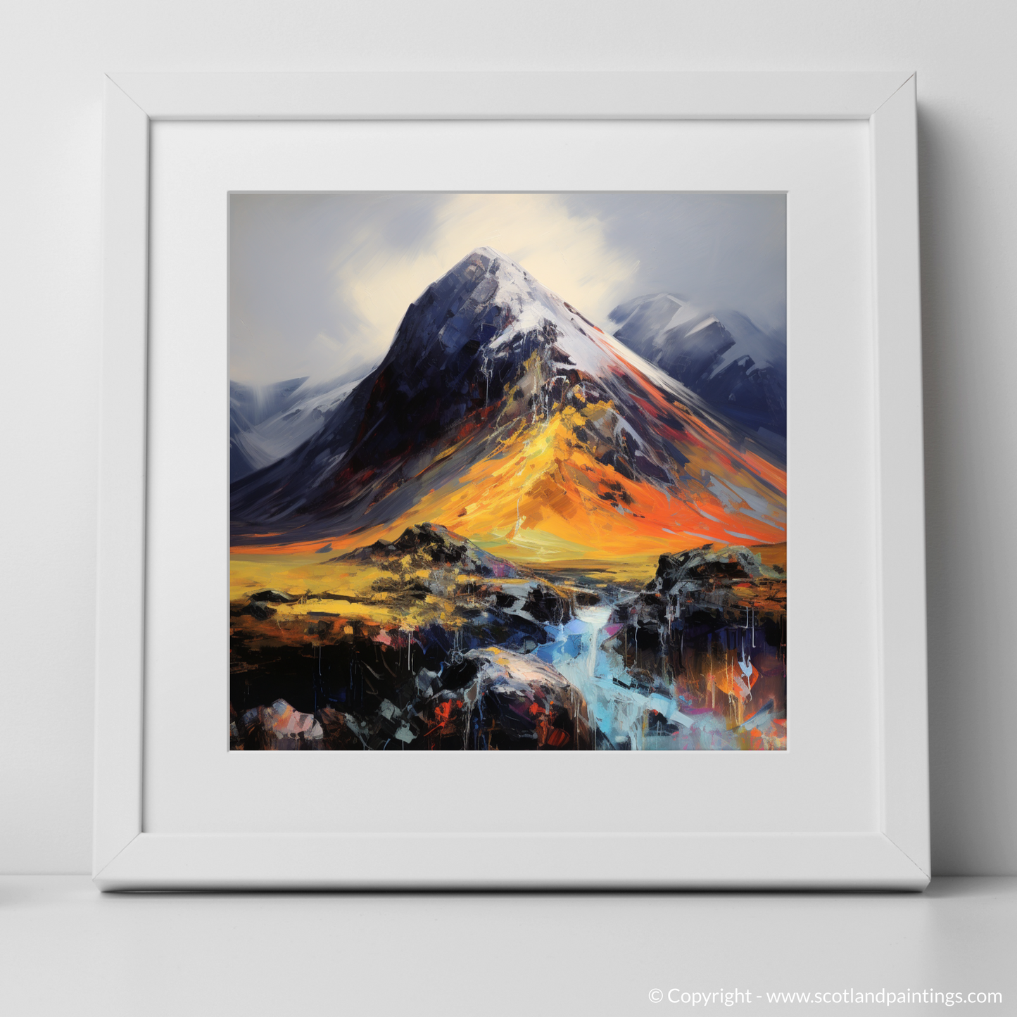 Art Print of Stob Coire Raineach (Buachaille Etive Beag) with a white frame
