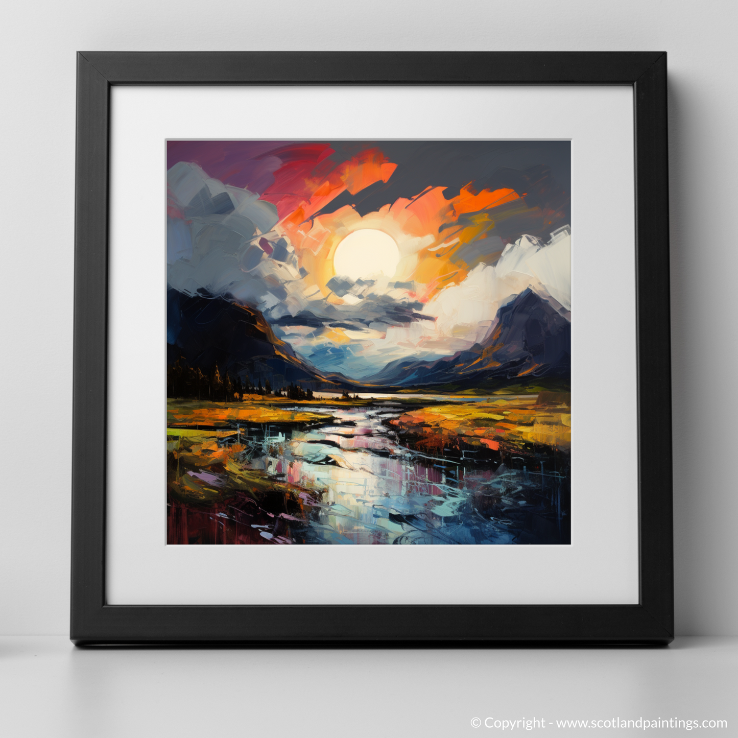 Art Print of Dramatic sky in Glencoe with a black frame