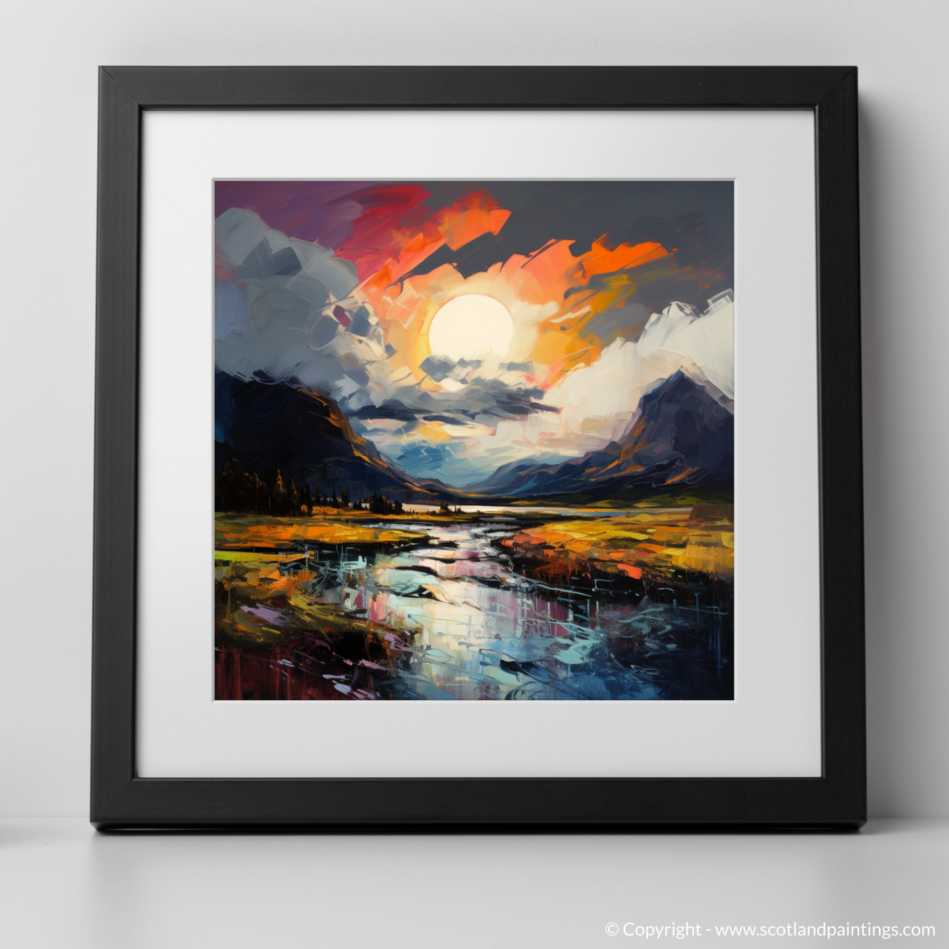 Art Print of Dramatic sky in Glencoe with a black frame