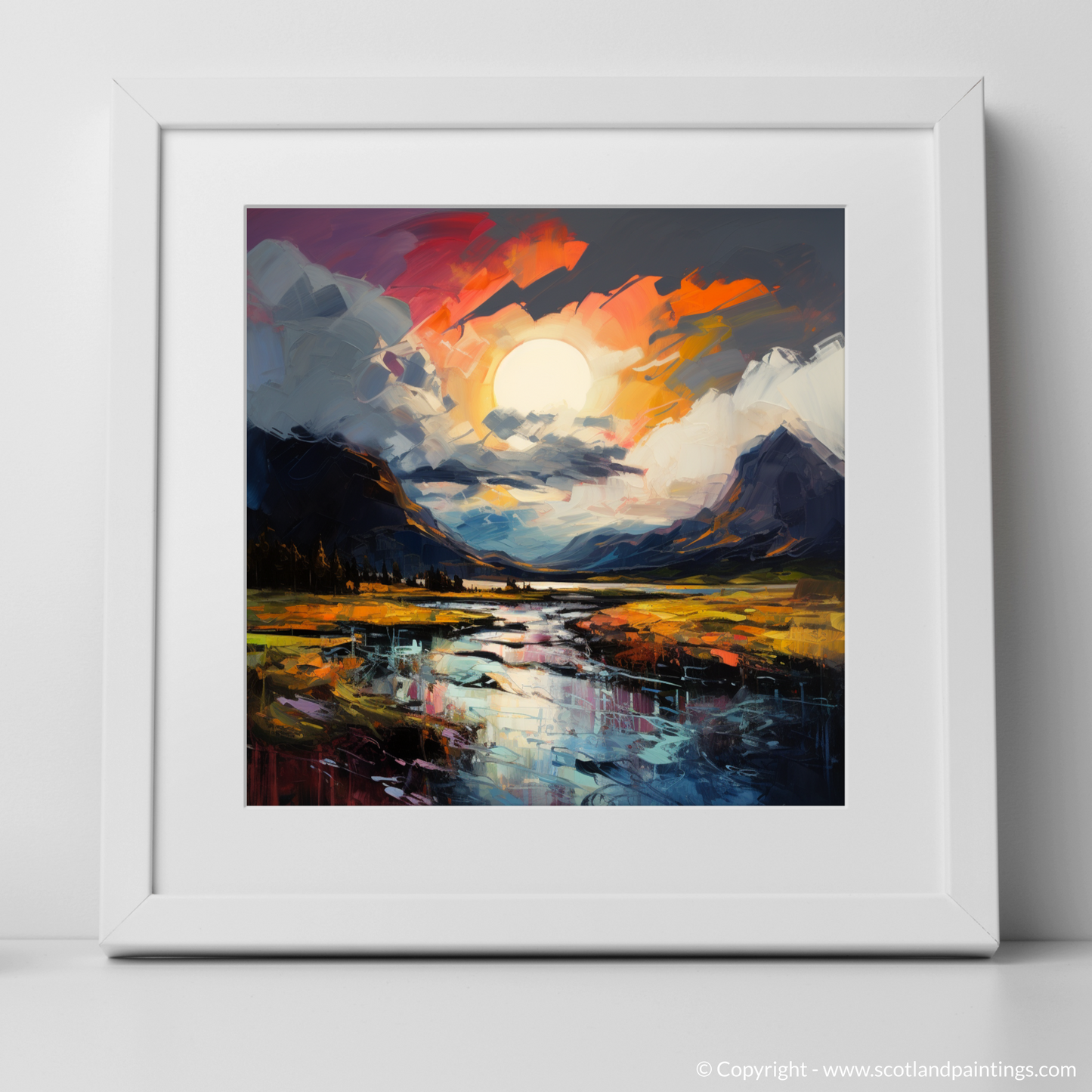 Art Print of Dramatic sky in Glencoe with a white frame