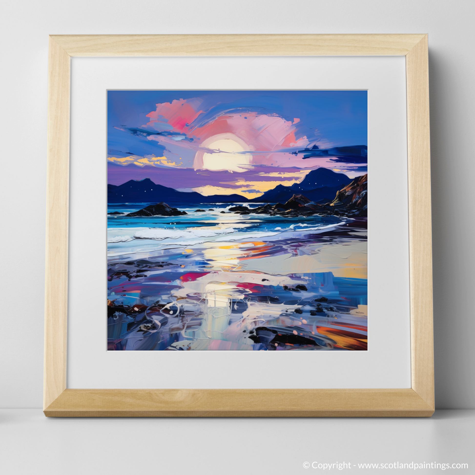 Art Print of Seilebost Beach at dusk with a natural frame