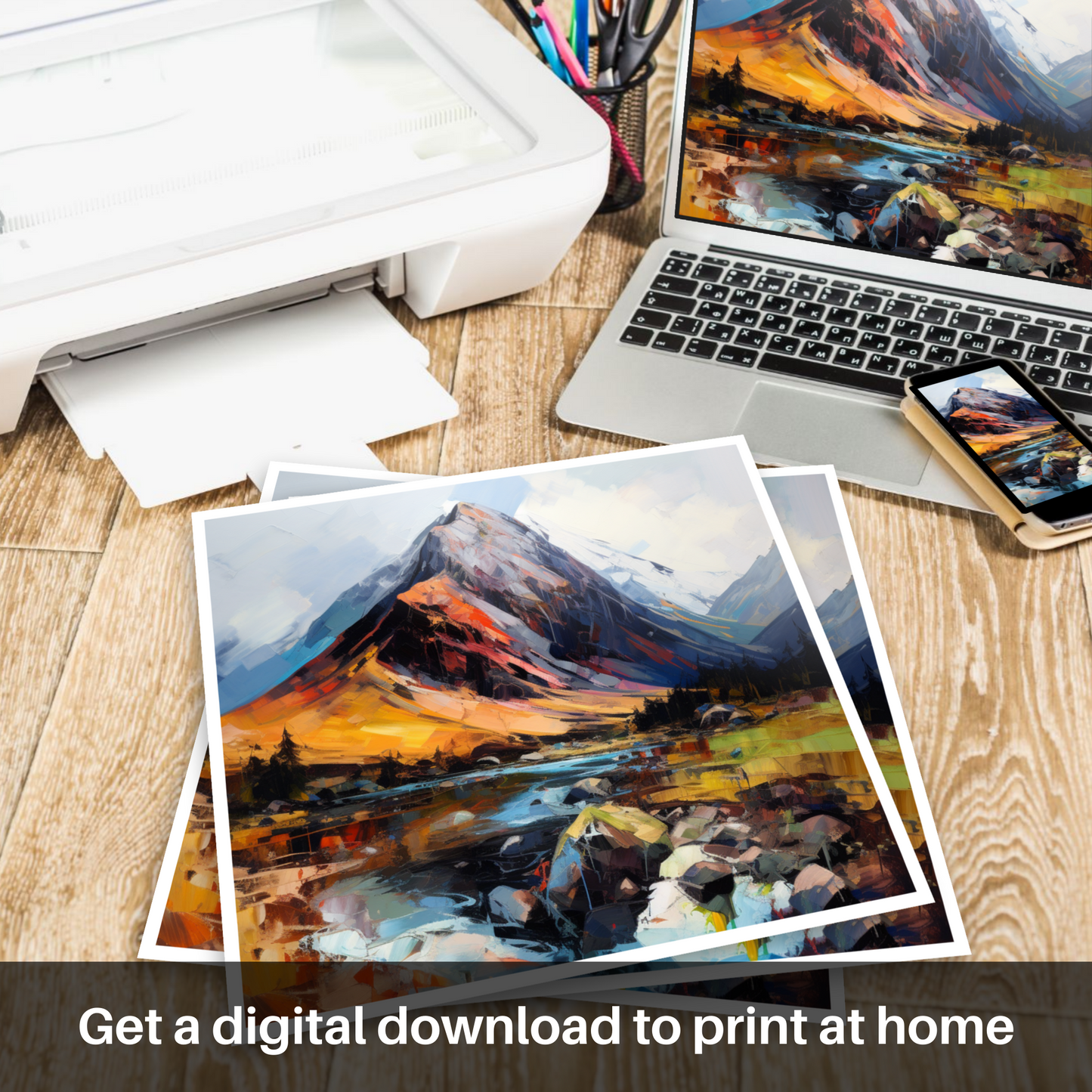 Painting and Art Print of Ben Nevis. Ben Nevis Unleashed: An Expressionist Ode to the Scottish Highlands.