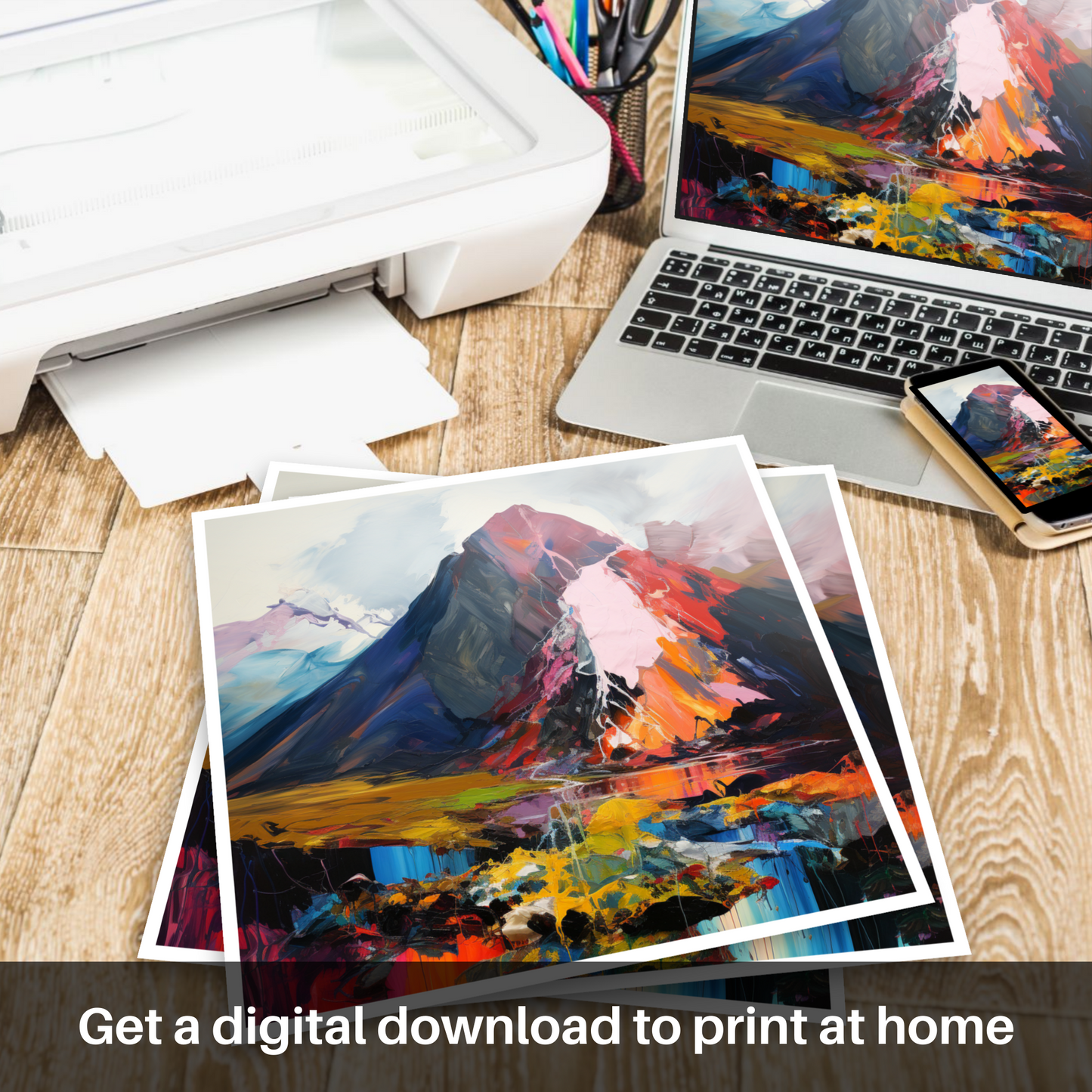 Painting and Art Print of Ben Nevis. Expressionist Tribute to Ben Nevis.