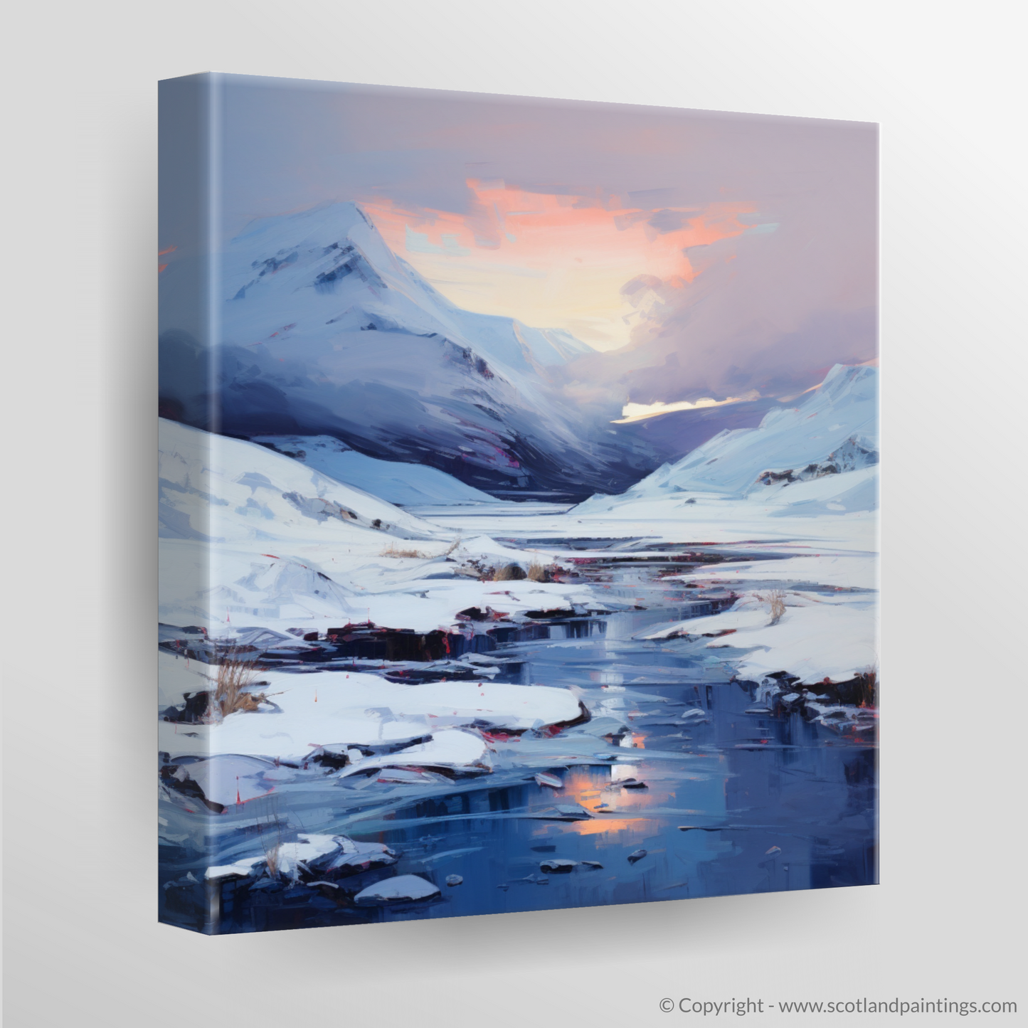 Canvas Print of Pristine snow at dusk in Glencoe