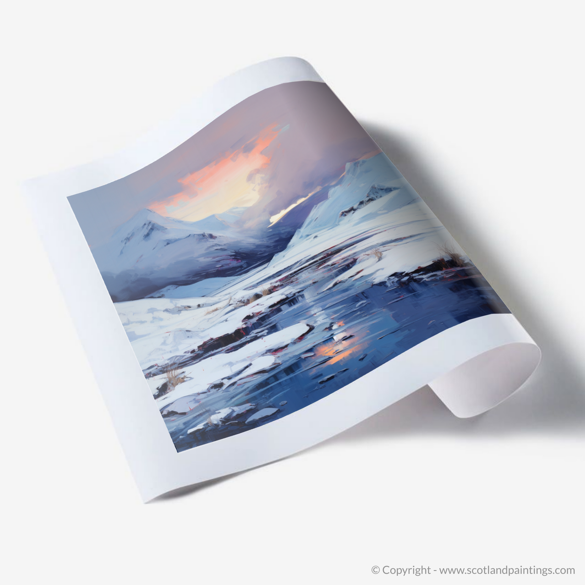 Art Print of Pristine snow at dusk in Glencoe