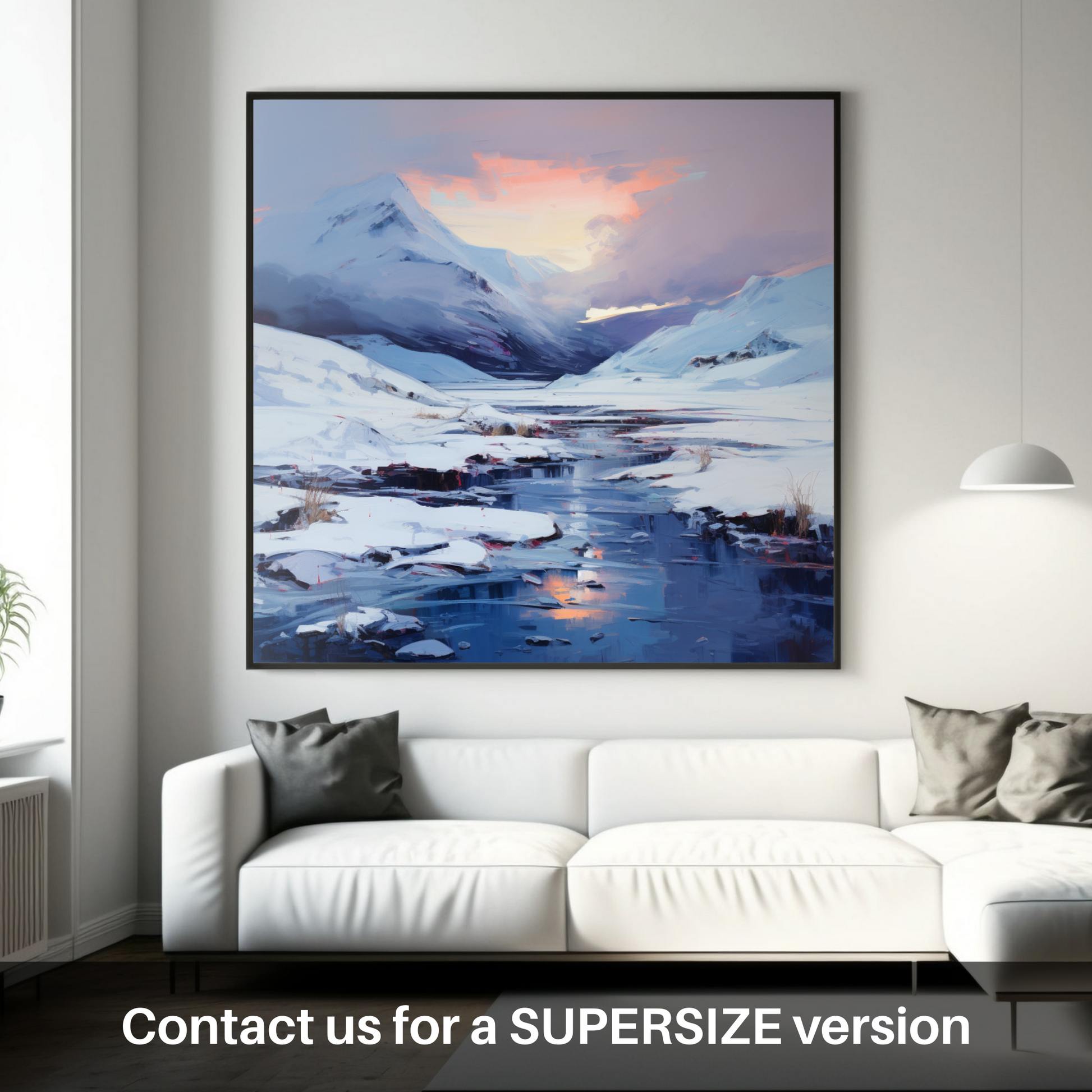 Huge supersize print of Pristine snow at dusk in Glencoe