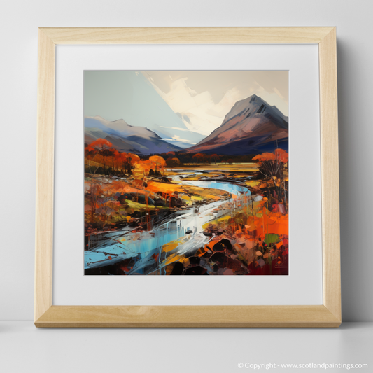 Art Print of Autumn hues in Glencoe with a natural frame