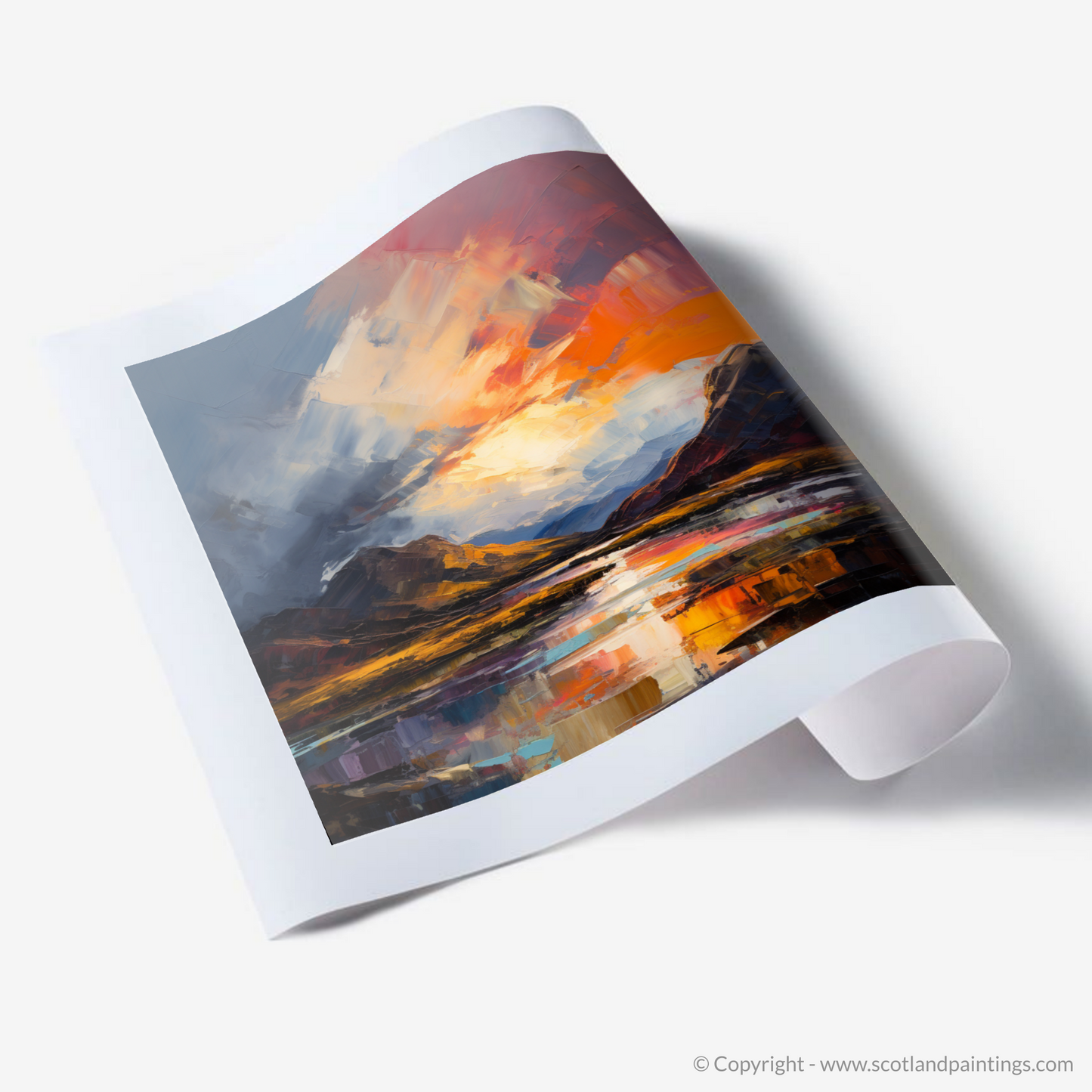 Art Print of Moody clouds at sunset in Glencoe