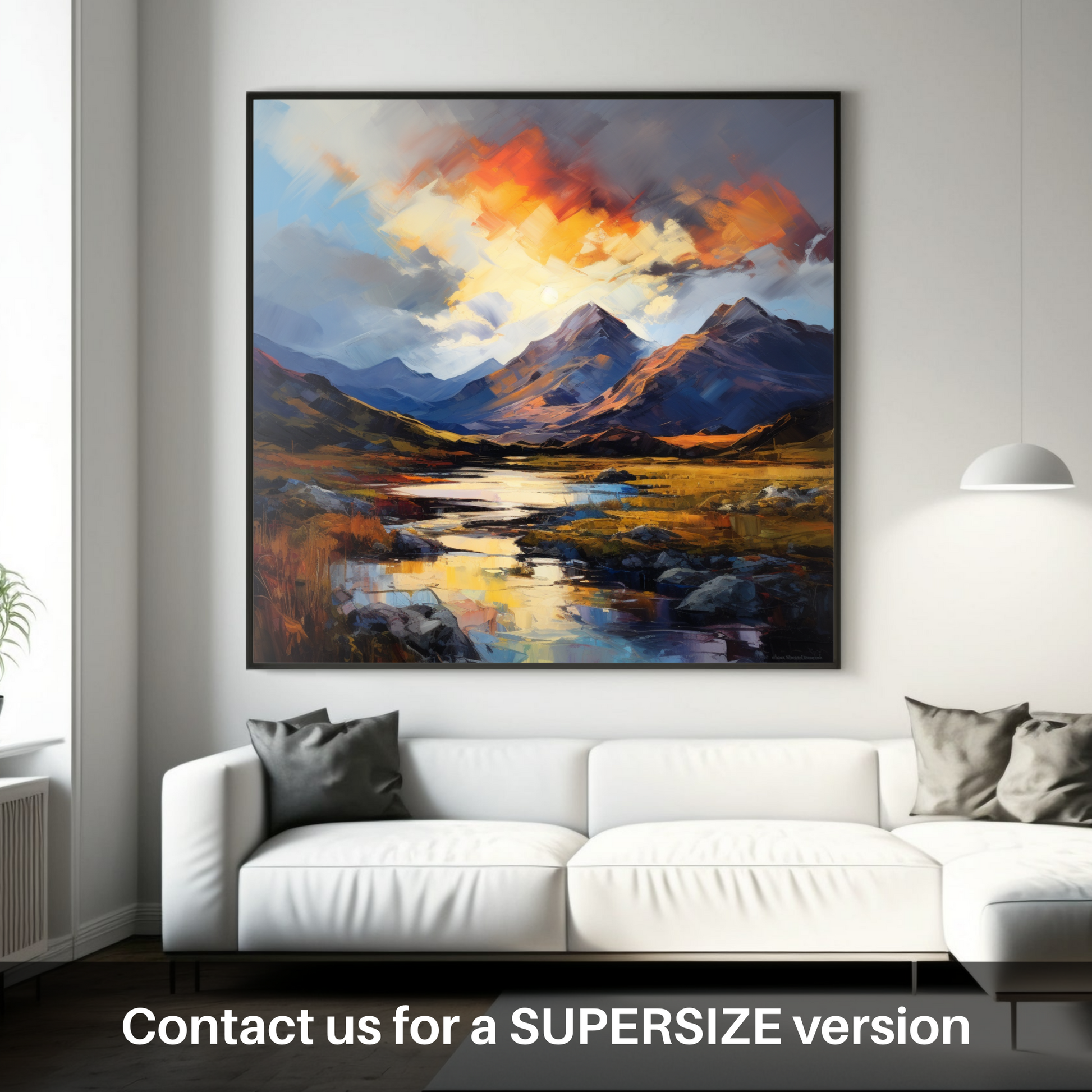 Huge supersize print of Moody clouds at sunset in Glencoe