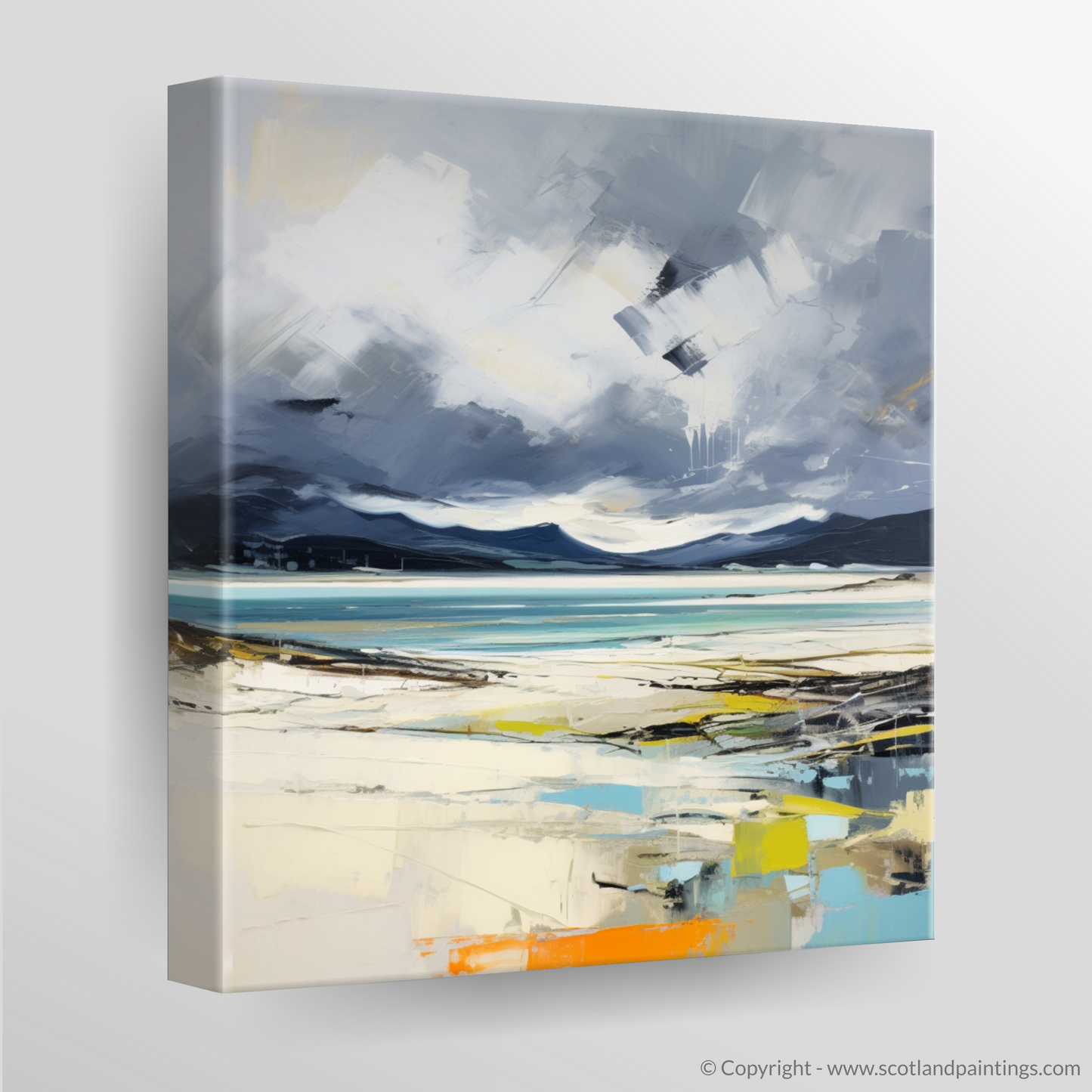 Canvas Print of Luskentyre Beach with a stormy sky