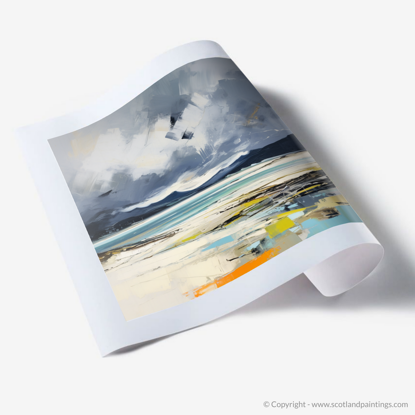 Art Print of Luskentyre Beach with a stormy sky