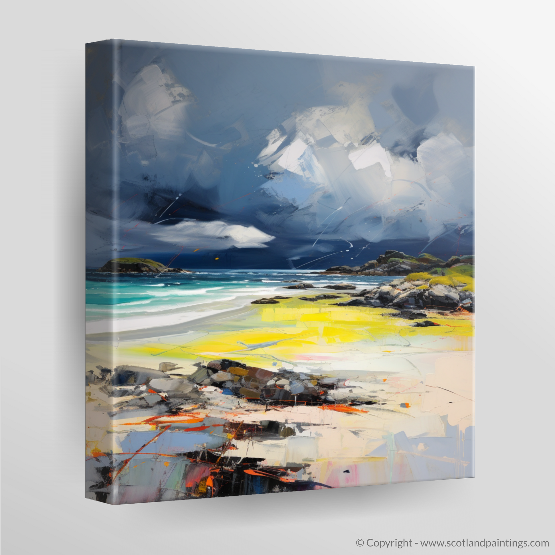 Canvas Print of Arisaig Beach with a stormy sky