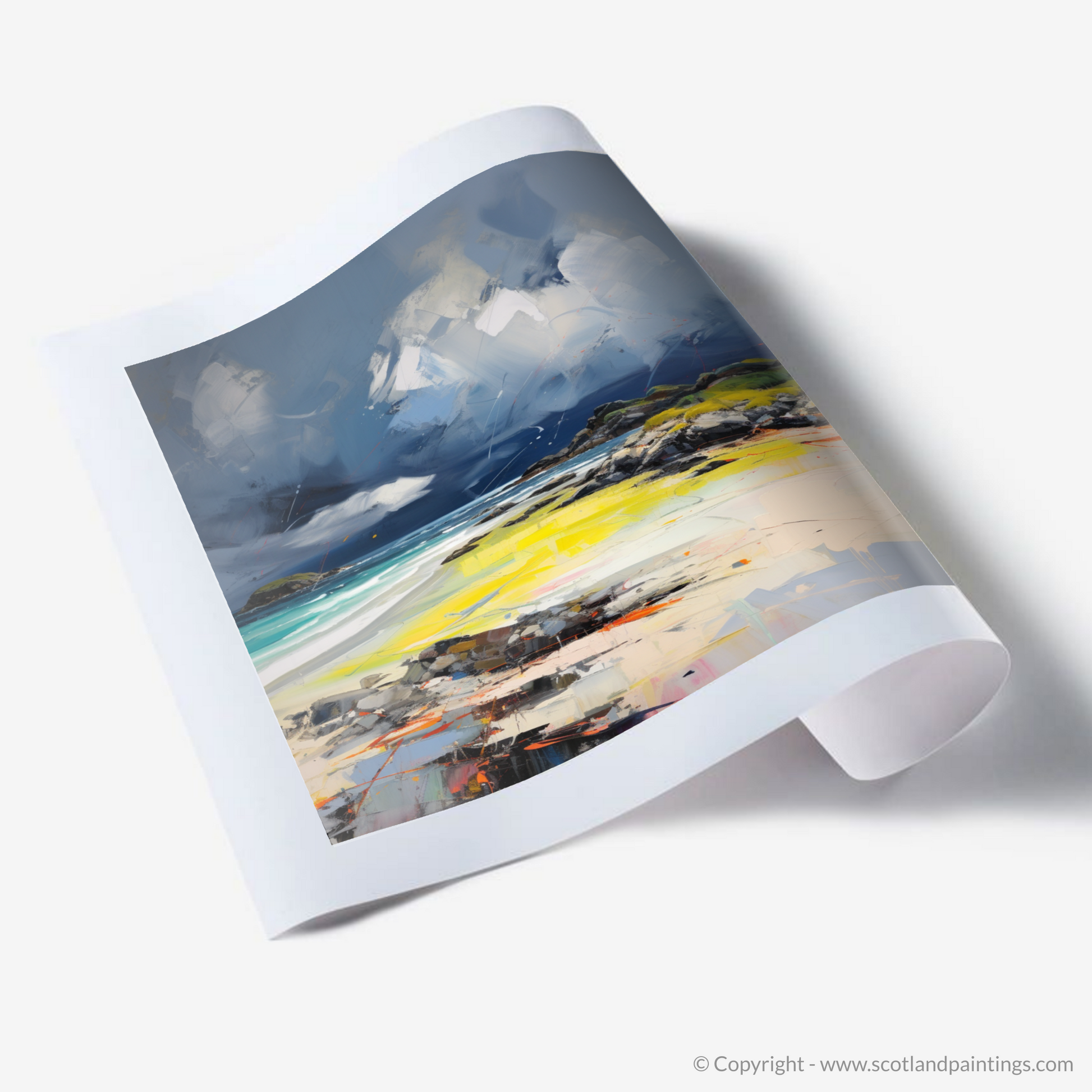 Art Print of Arisaig Beach with a stormy sky