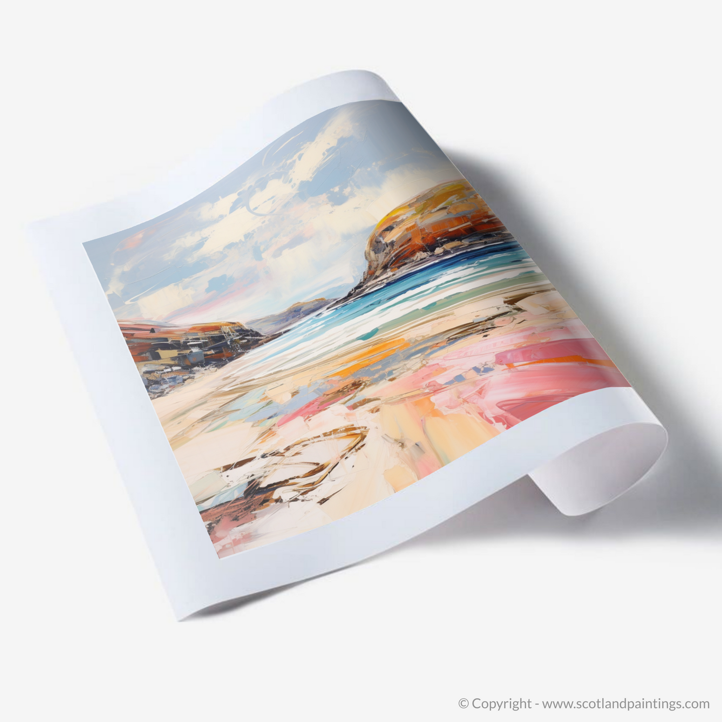 Painting and Art Print of Sandwood Bay, Sutherland. Wild Rush of Sandwood Bay.